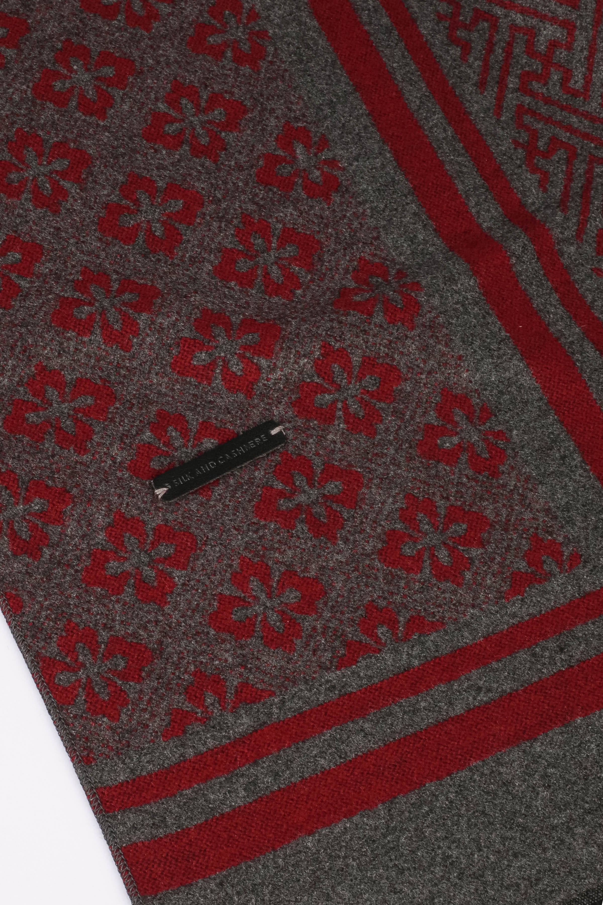 Bordo Roma Baskılı Lotus Atkı 30x 180 cm