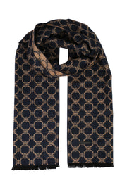 Lacivert Roma Baskılı Lotus Atkı 30x 180 cm