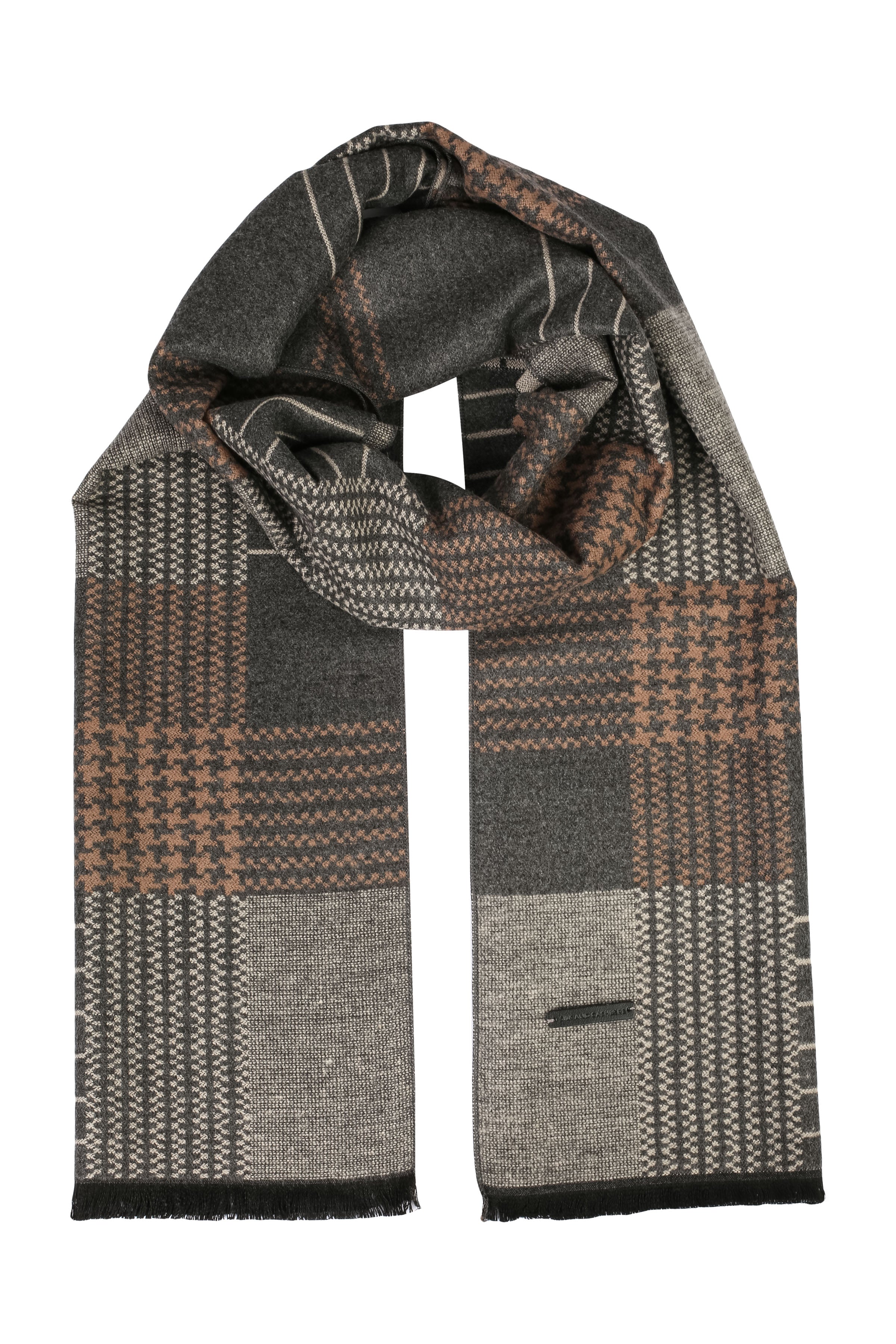 Antrasit Roma Baskılı Lotus Atkı 30x 180 cm