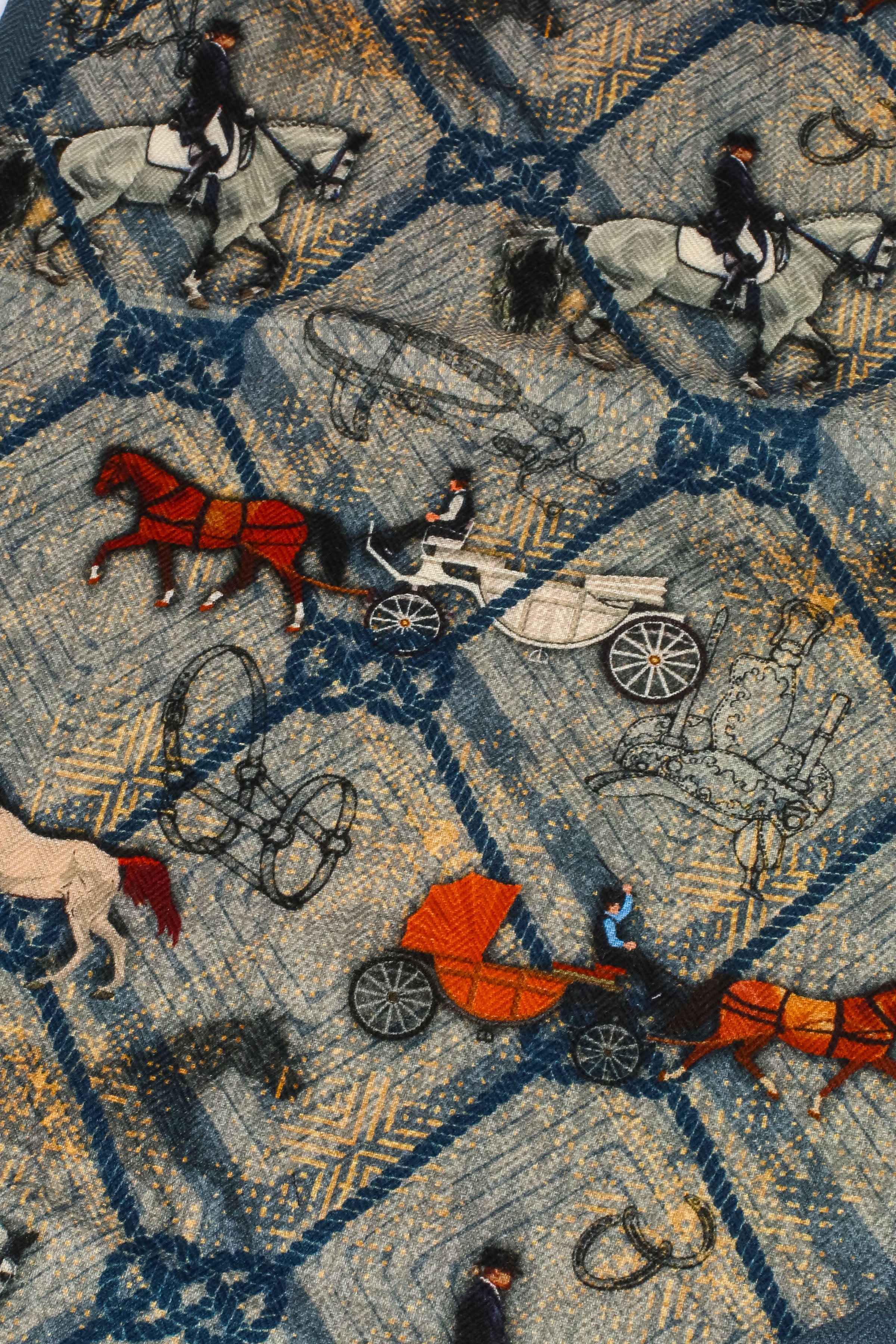 Mavi Roma Baskılı Saf Kaşmir Atkı 25x150 cm 23WMWL-303