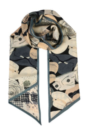 Ekru Roma Baskılı Saf Kaşmir Atkı 25x150 cm 23WMWL-303