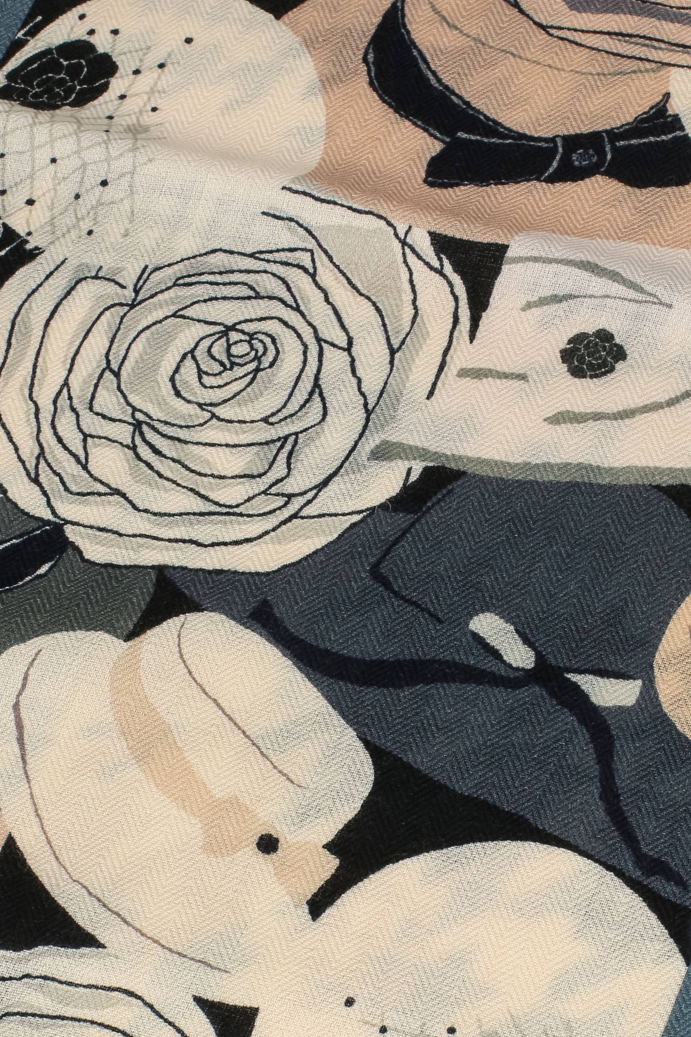 Ekru Roma Baskılı Saf Kaşmir Atkı 25x150 cm 23WMWL-303