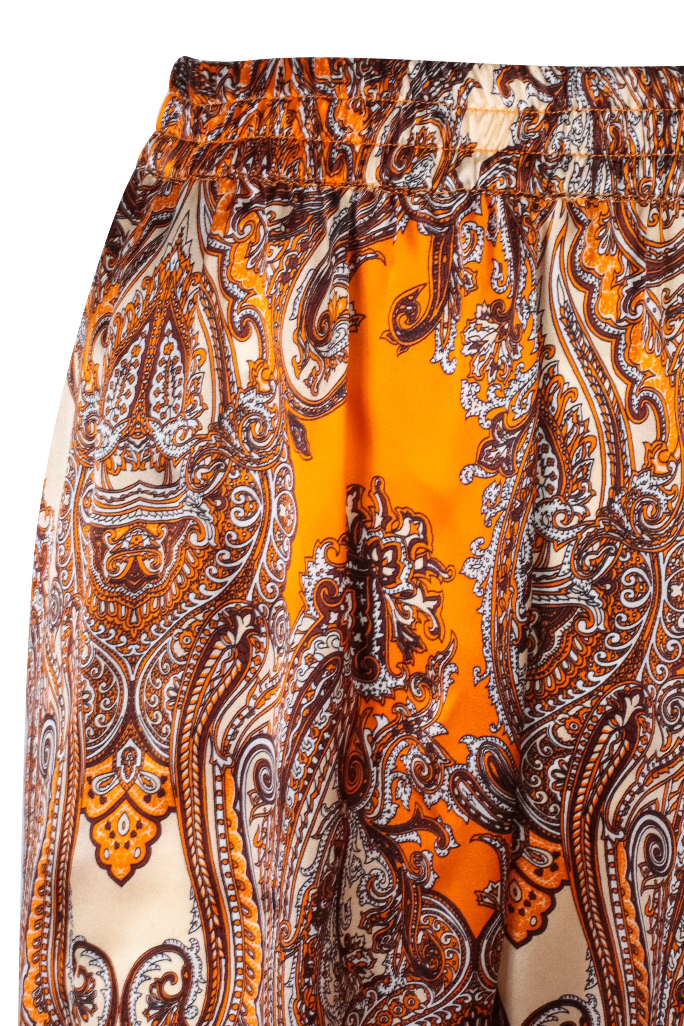 Turuncu Flow Saf İpek Baskılı Pantolon