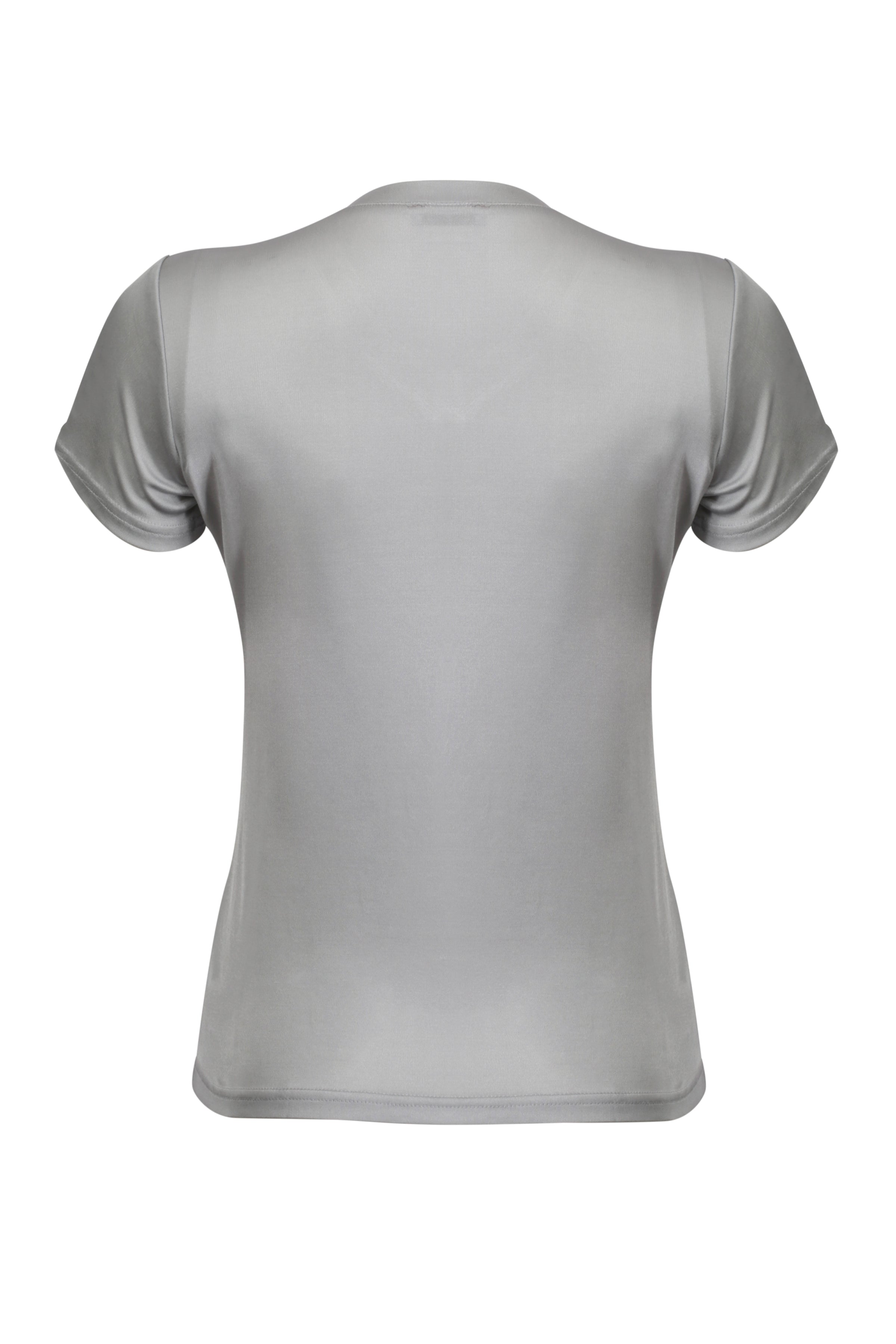 Gri Marina İpekli V Yaka  Kısa Kollu T-Shirt