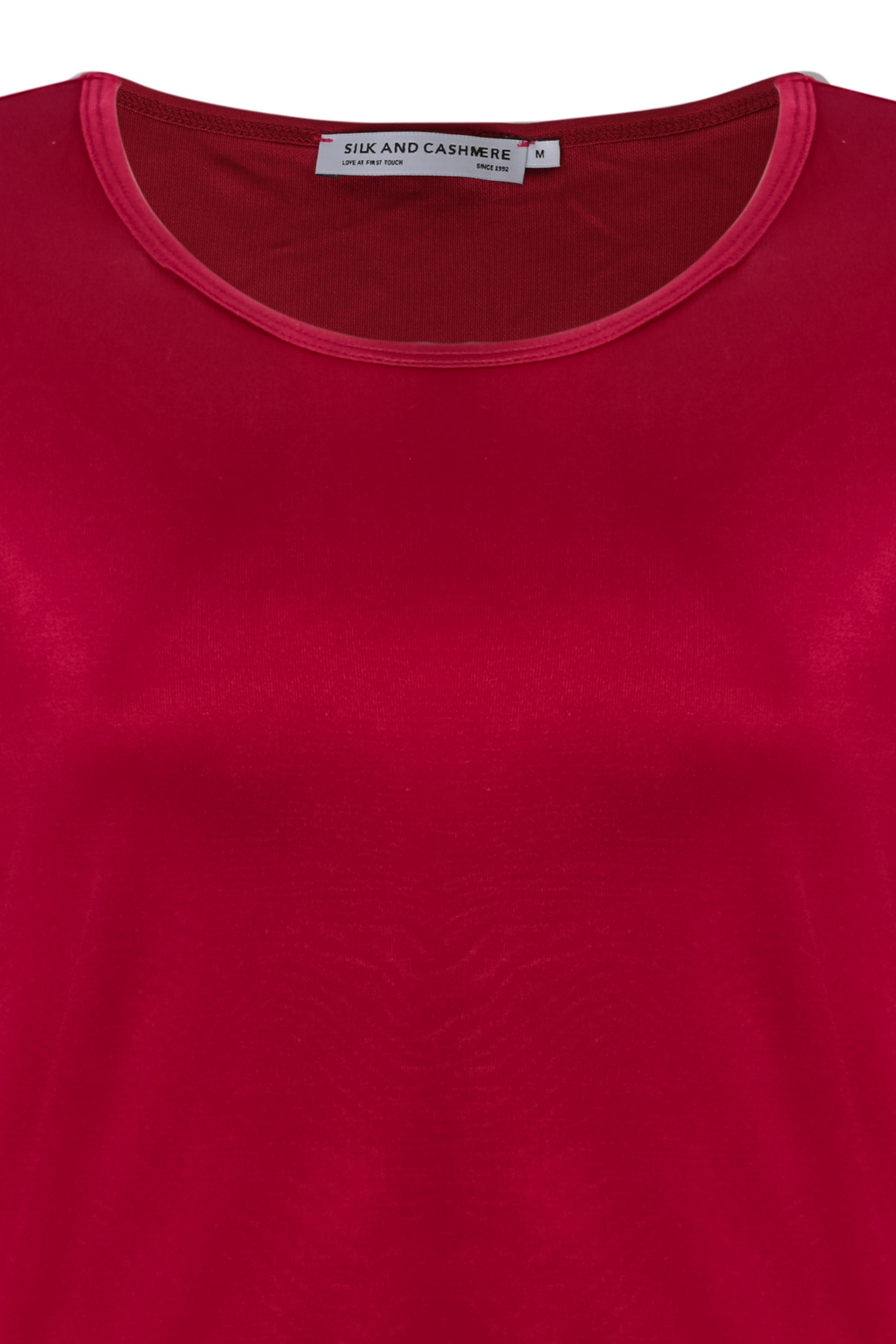 Kırmızı Marina İpekli Yuvarlak Yaka Kısa Kollu T-Shirt