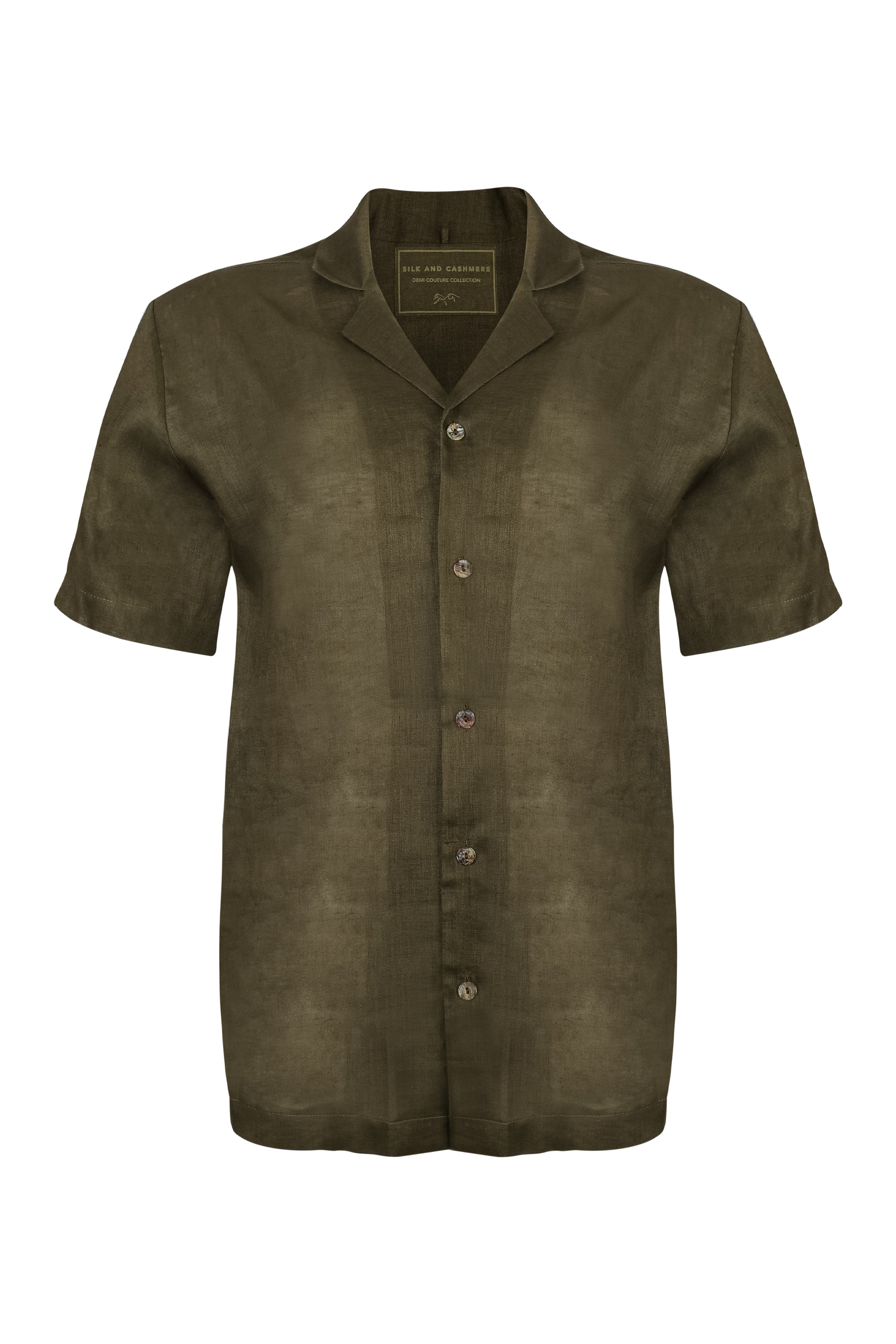 Haki Leon Keten Kısa Kollu Erkek Gömlek