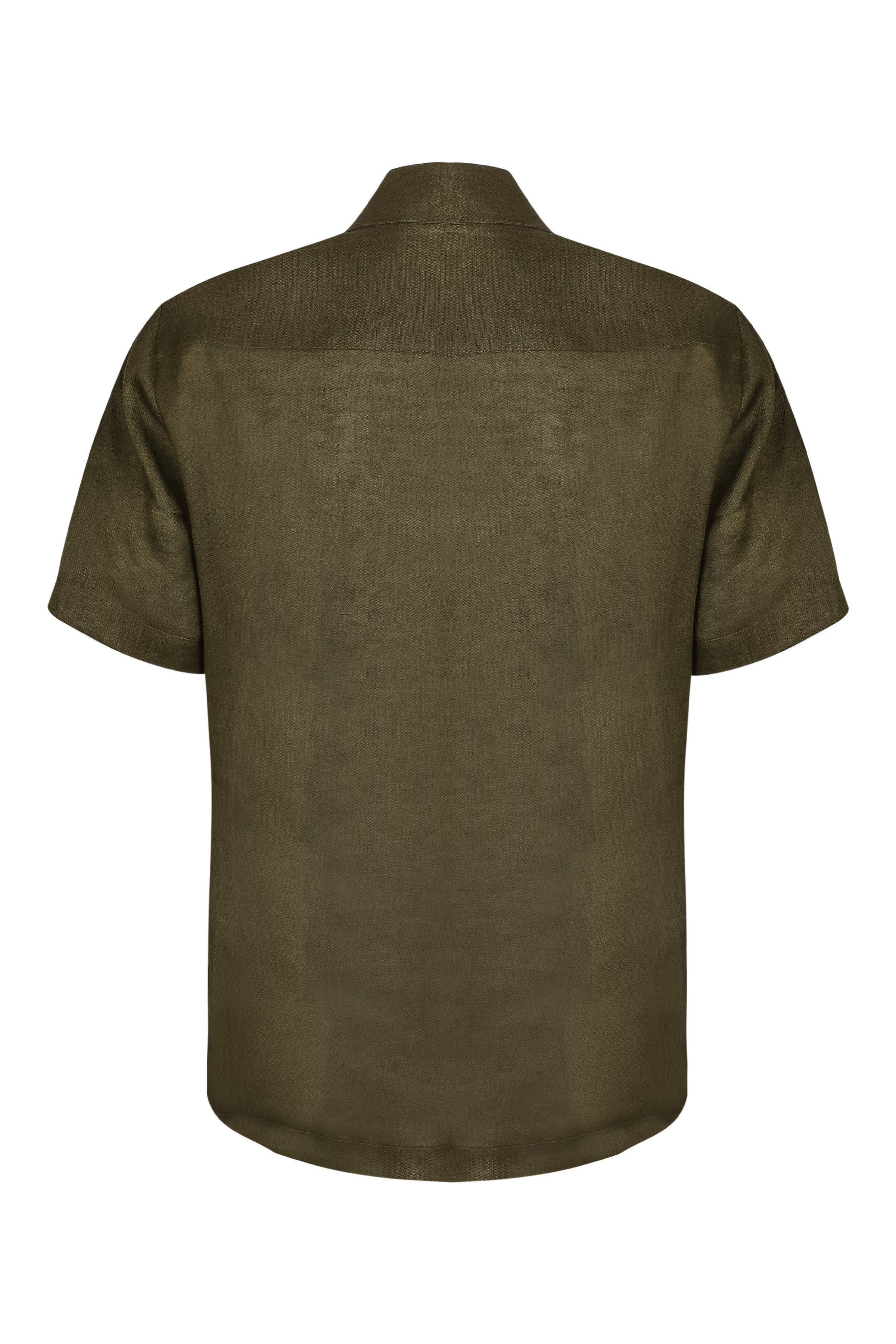 Haki Leon Keten Kısa Kollu Erkek Gömlek