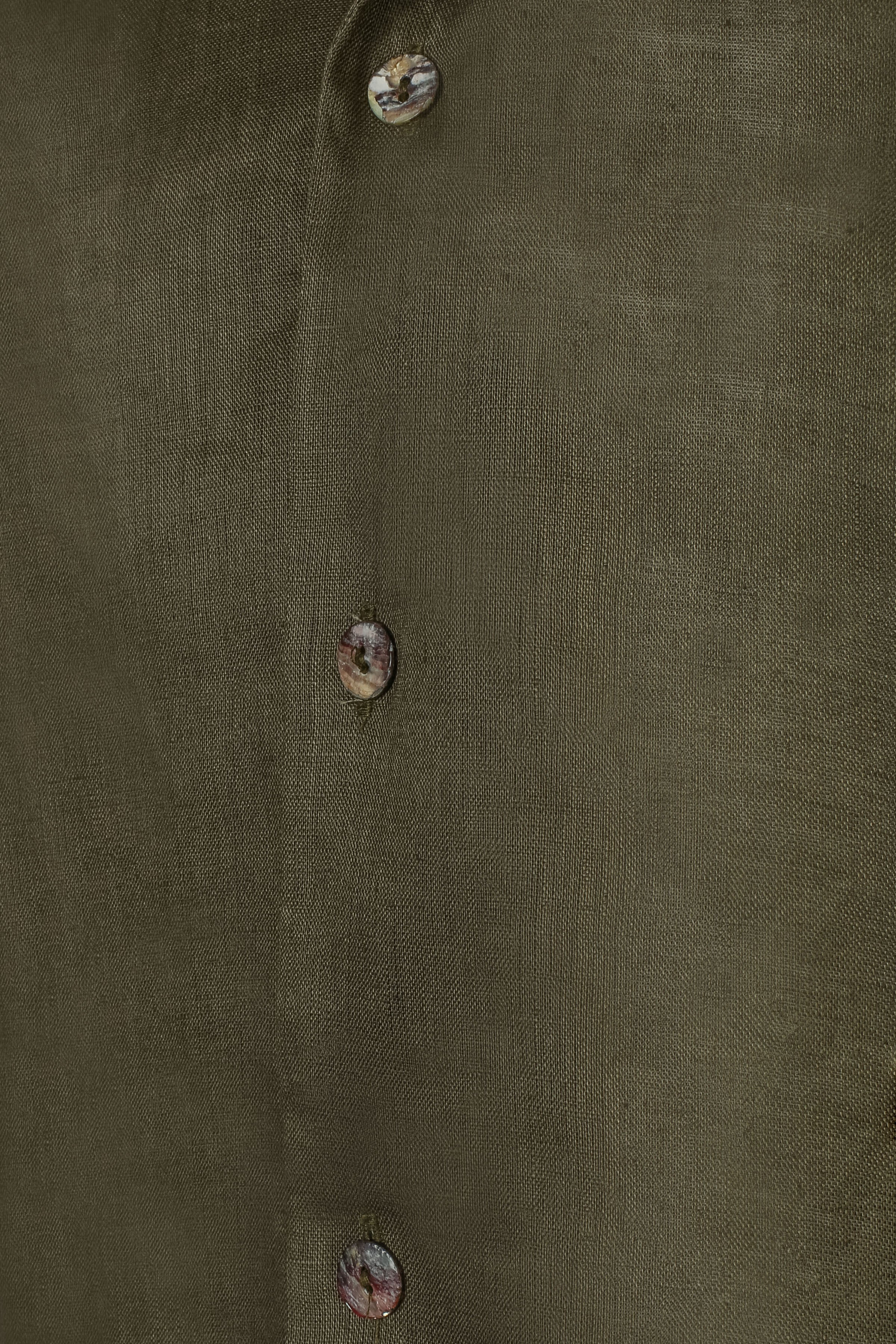 Haki Leon Keten Kısa Kollu Erkek Gömlek