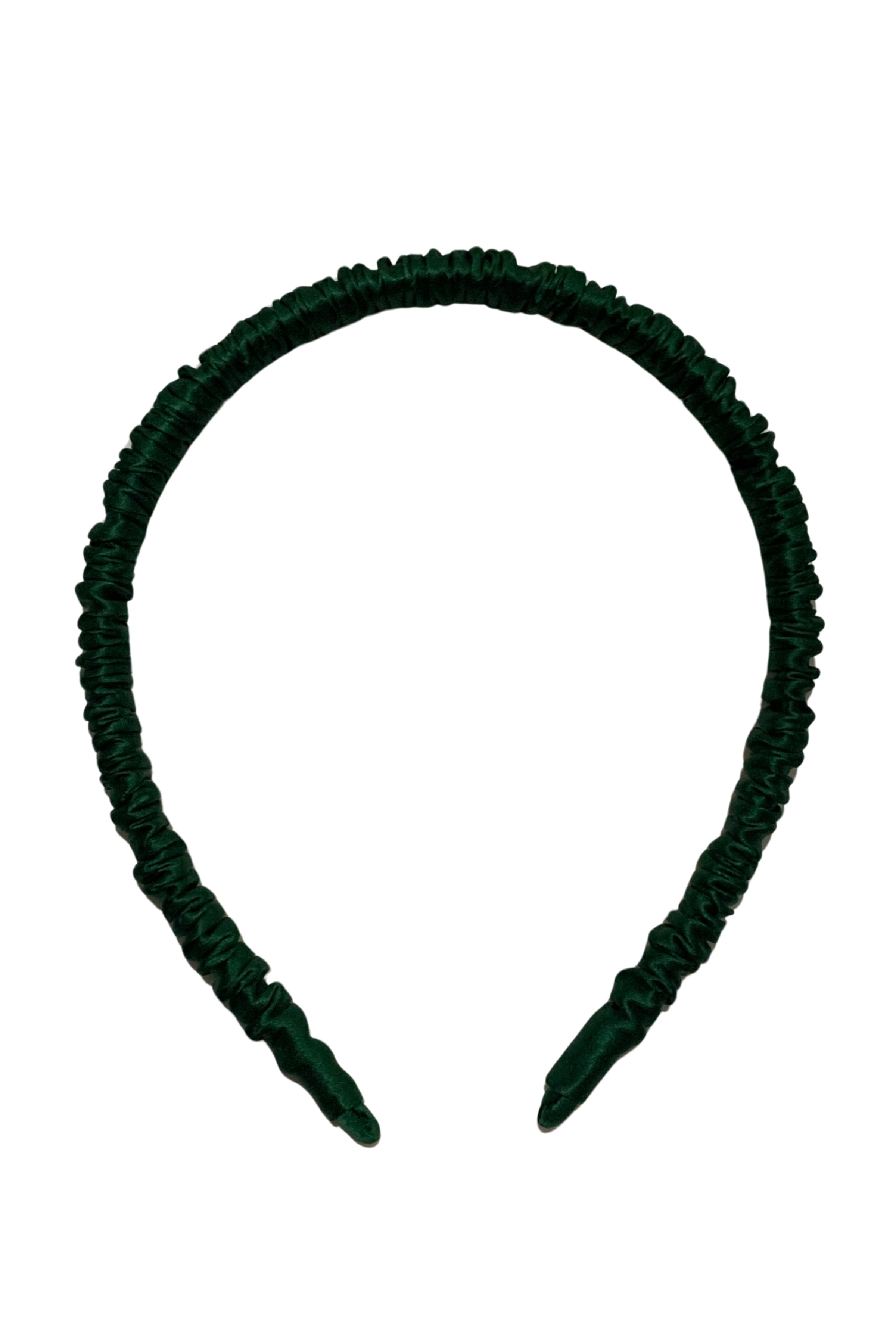 Yeşil Anabel Saf İpek Büzgülü İnce Saç Tacı