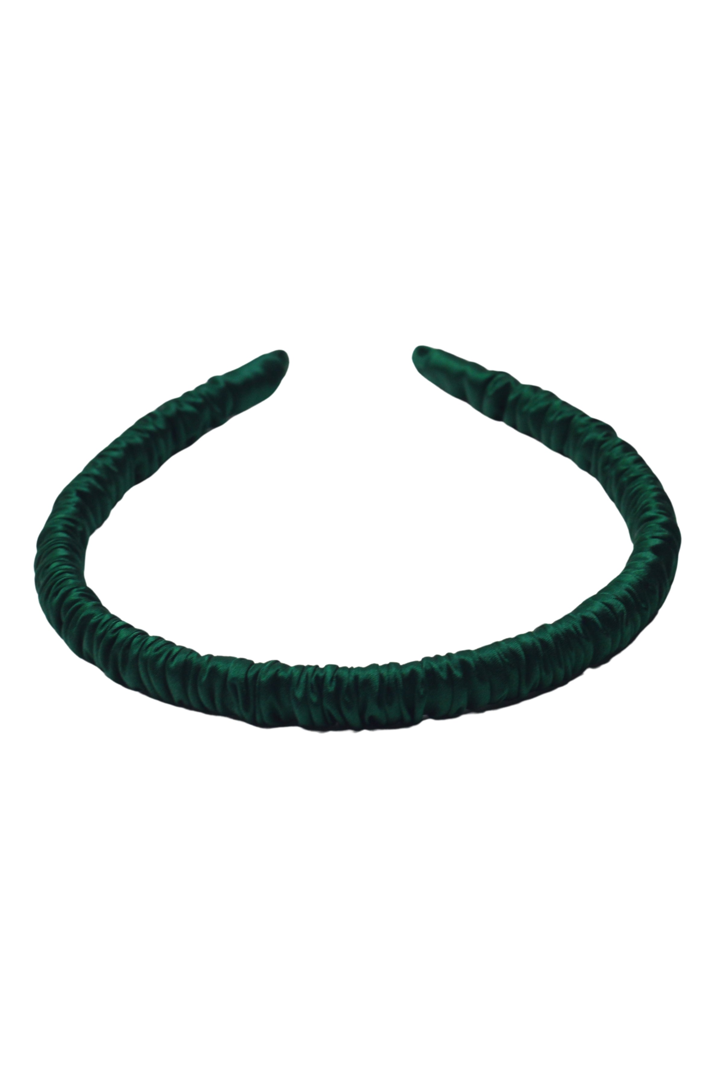 Yeşil Anabel Saf İpek Büzgülü İnce Saç Tacı