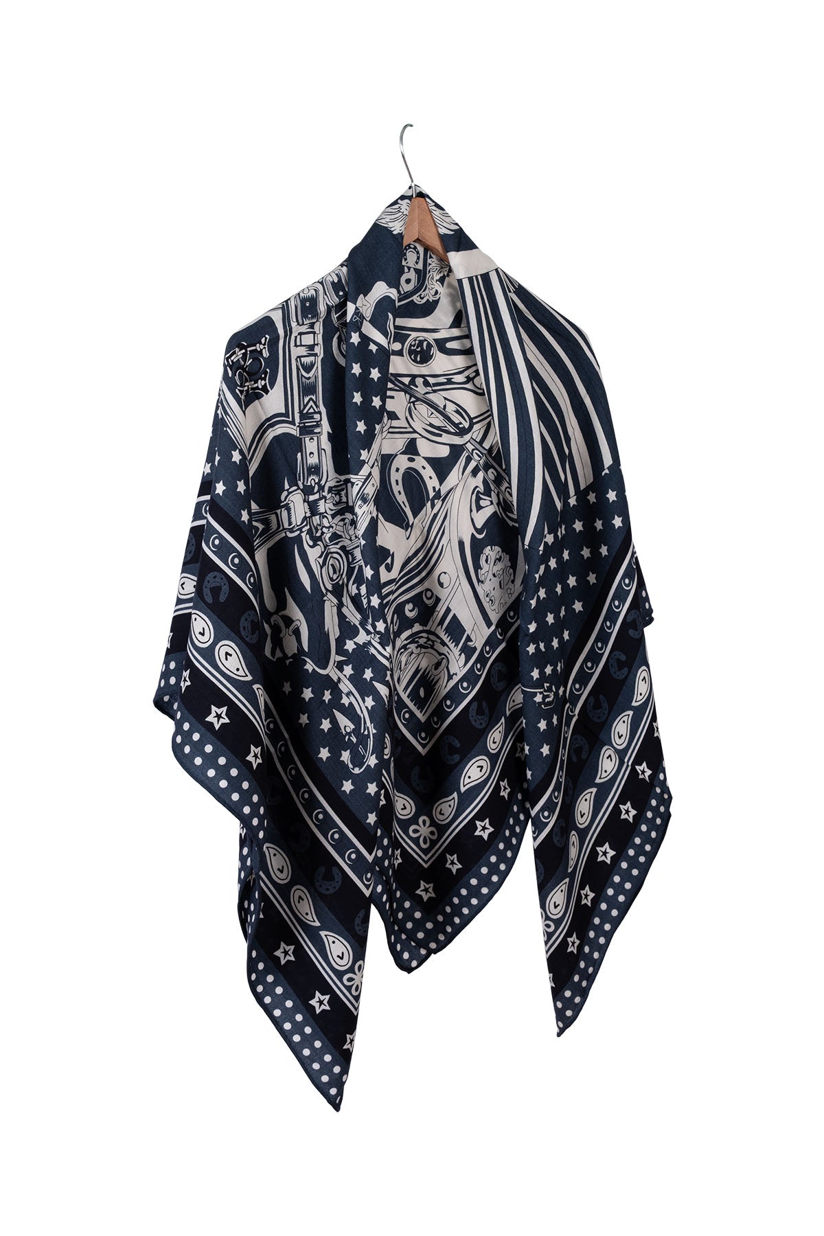 Antrasit Linda Kaşmir Desenli Kare Eşarp 140x140 cm