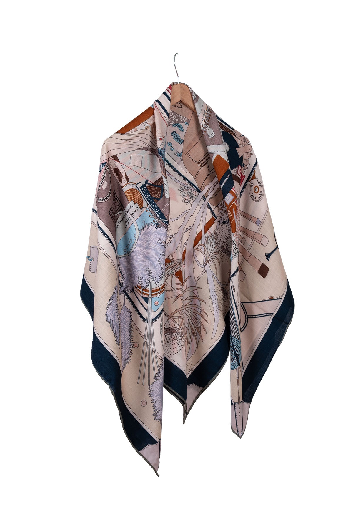 Siyah-Gri Linda Kaşmir Desenli Kare Eşarp 140x140  cm