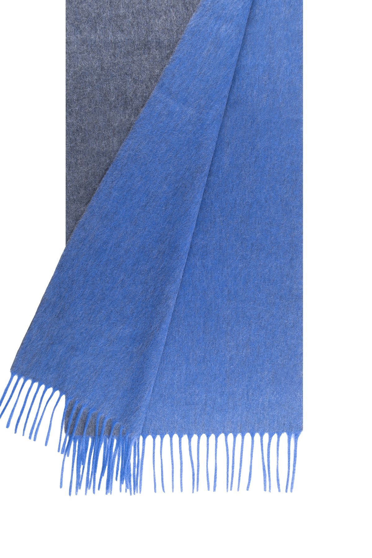 Saks Mavi Gri Patrick Saf Kaşmir Çift Taraflı Atkı 30x164 cm