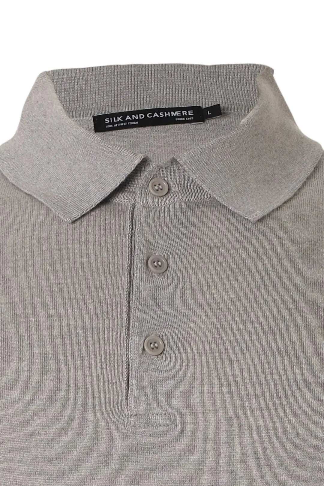 Açık Gri İpek Kaşmir Utku Kısa Kollu Erkek Triko Polo Silk and Cashmere