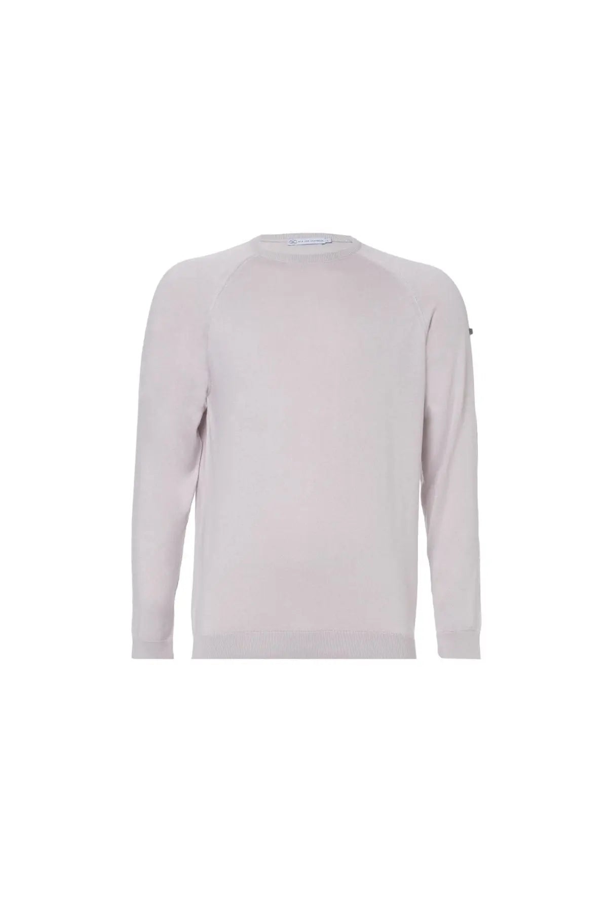 Açık Gri İpek Pamuk Quentin Yuvarlak Yaka Uzun Kollu Erkek Triko Kazak Silk and Cashmere