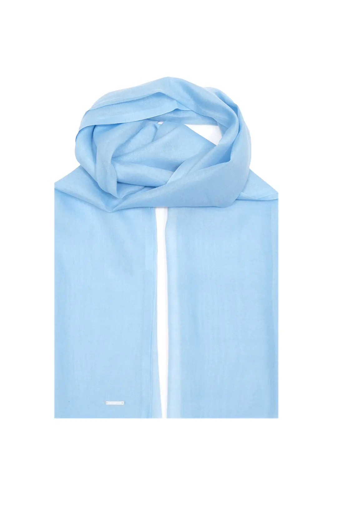 Açık Mavi Jas İpekli Tek Renk Şal Silk and Cashmere