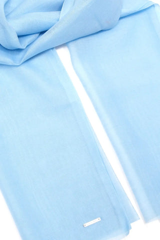 Açık Mavi Jas İpekli Tek Renk Şal Silk and Cashmere