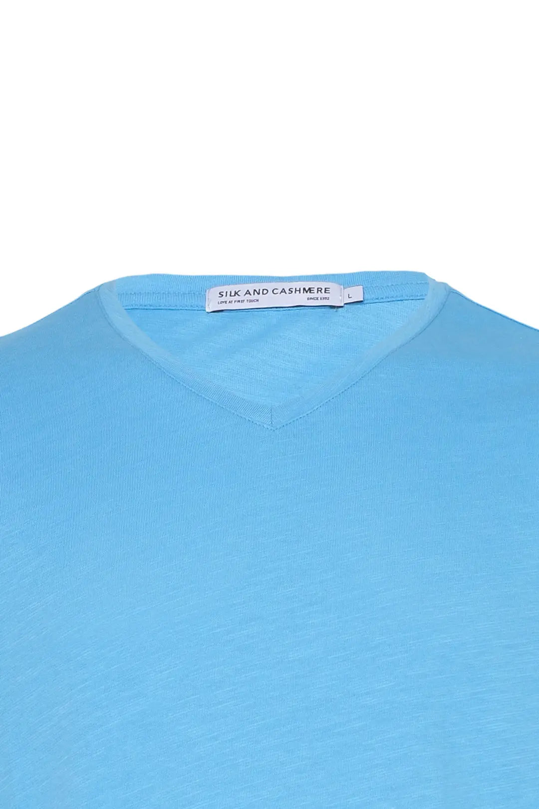 Açık Mavi Saf Pamuk Marc V Yaka Erkek Basic Tişört MAN