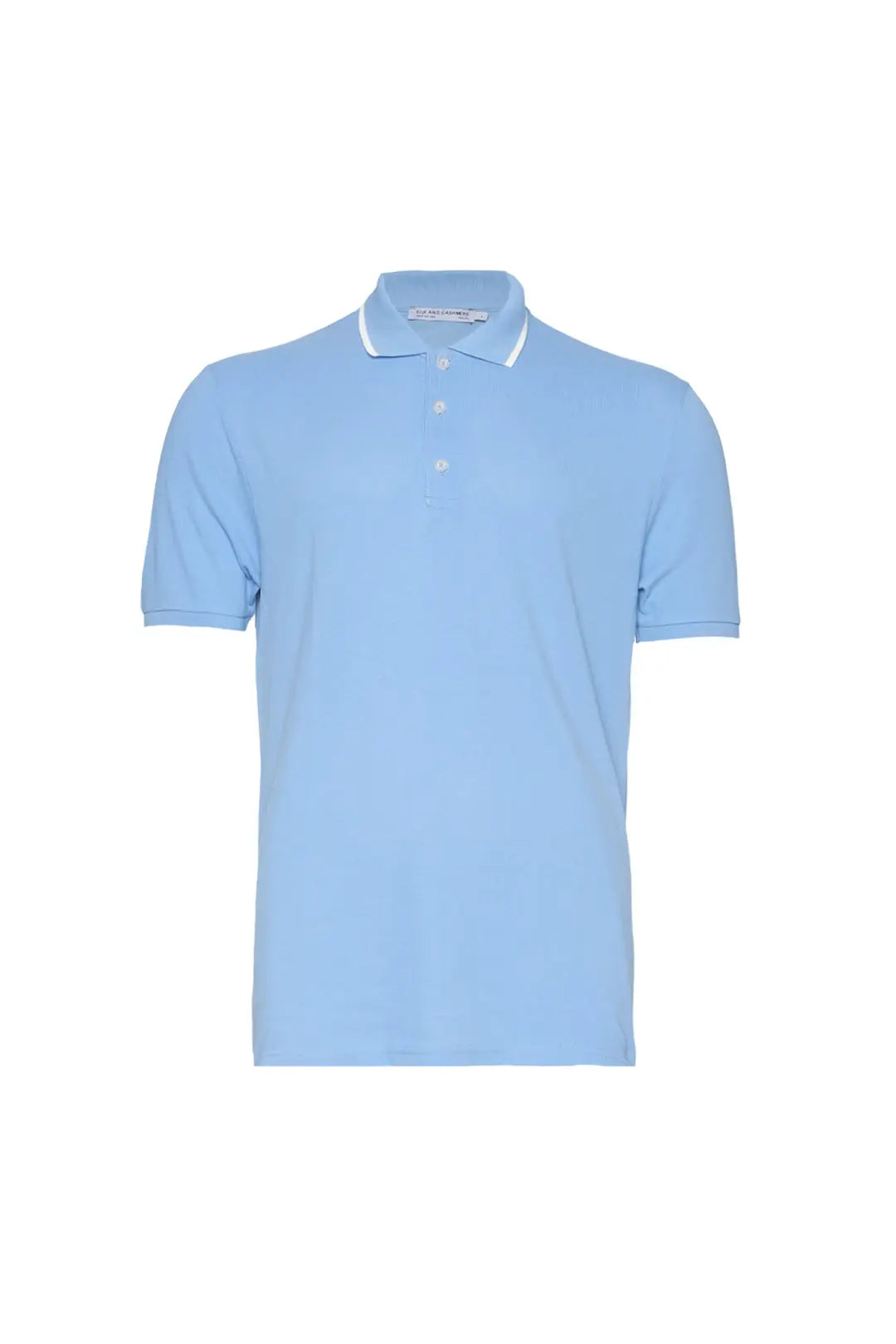 Açık Mavi Steve Erkek Çizgi Detaylı Kısa Kol Polo Tişört Silk and Cashmere