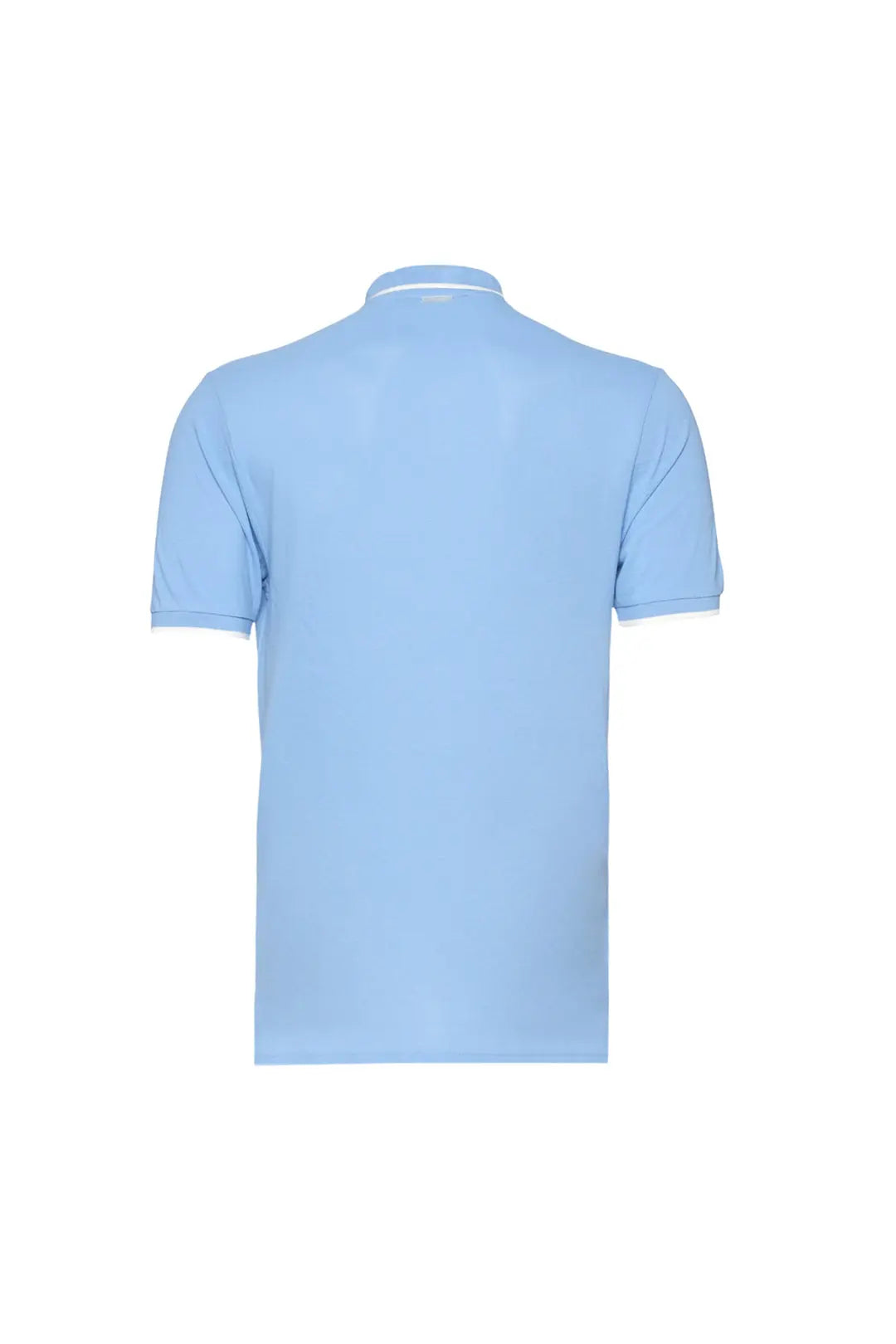 Açık Mavi Steve Erkek Çizgi Detaylı Kısa Kol Polo Tişört Silk and Cashmere