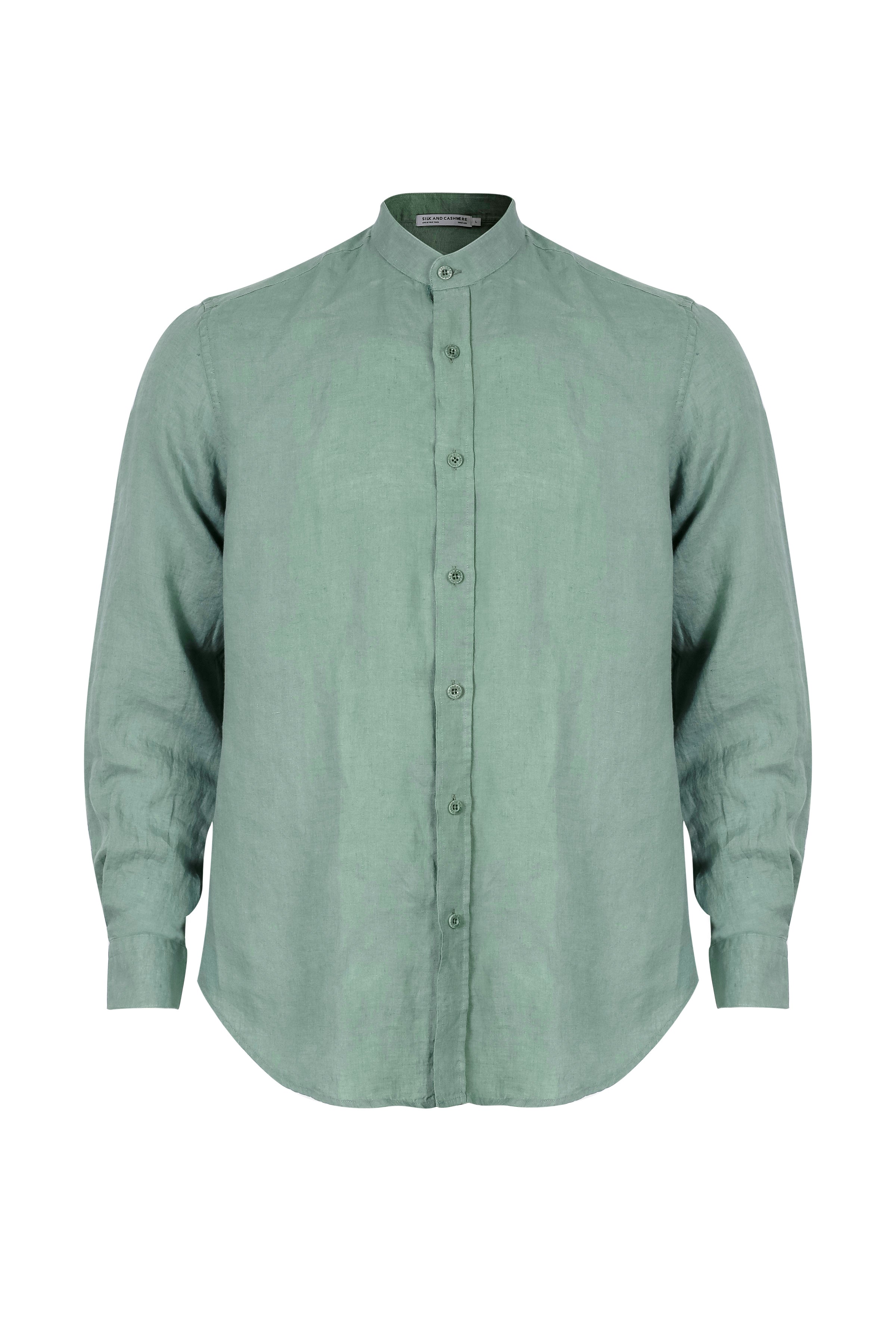 Haki Leon Keten Hakim Yaka Uzun Kollu Gömlek