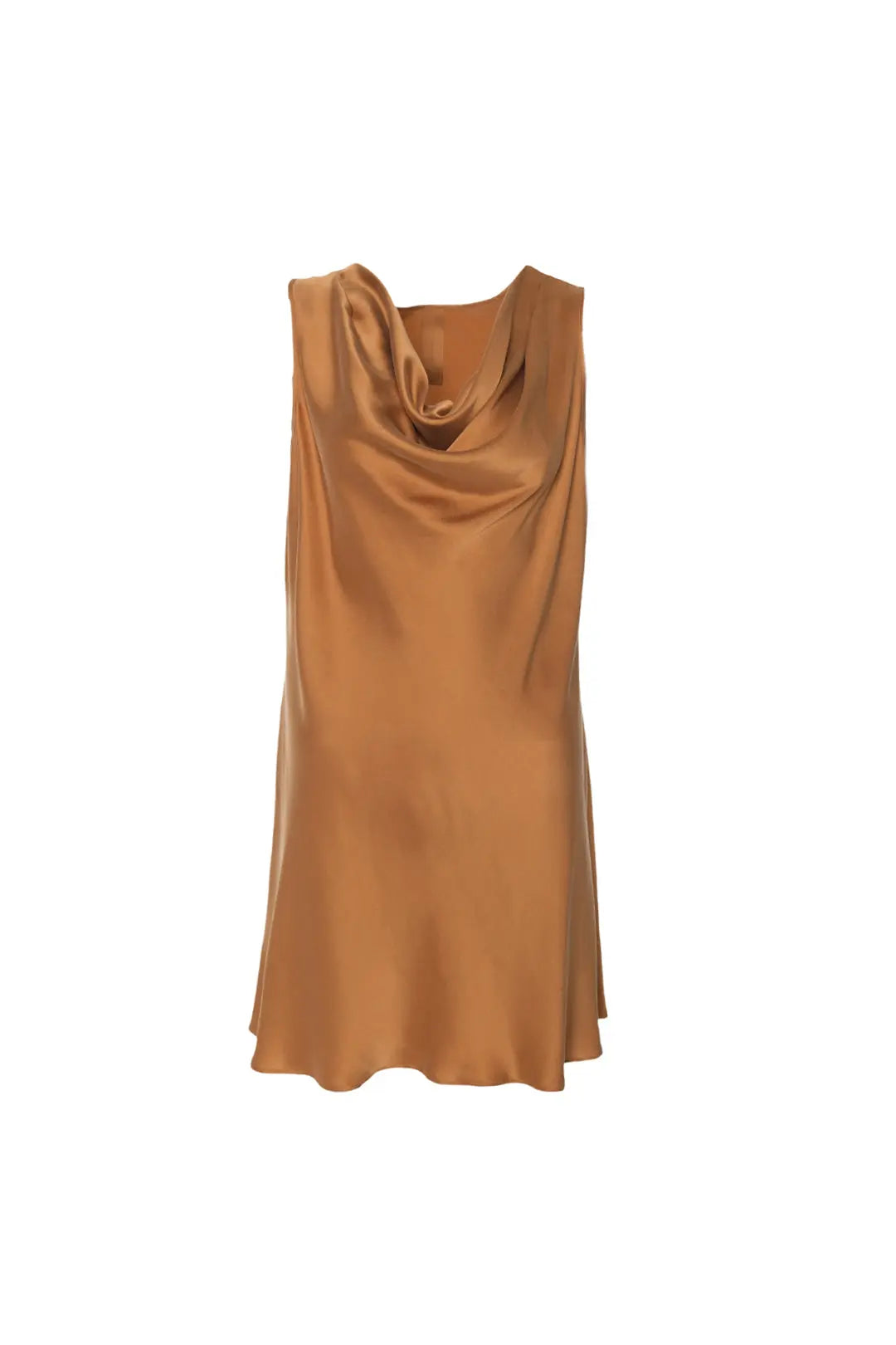 Altın Saf İpek Flow Degaje Yakalı Kısa Abiye Elbise Woman