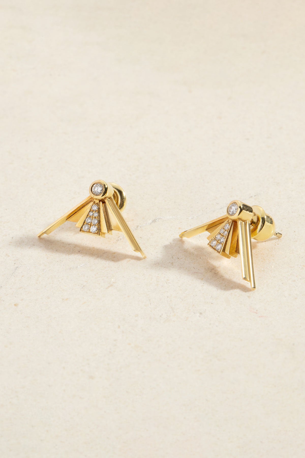 Sarı Aurea Rays Pırlanta Taşlı Küpe