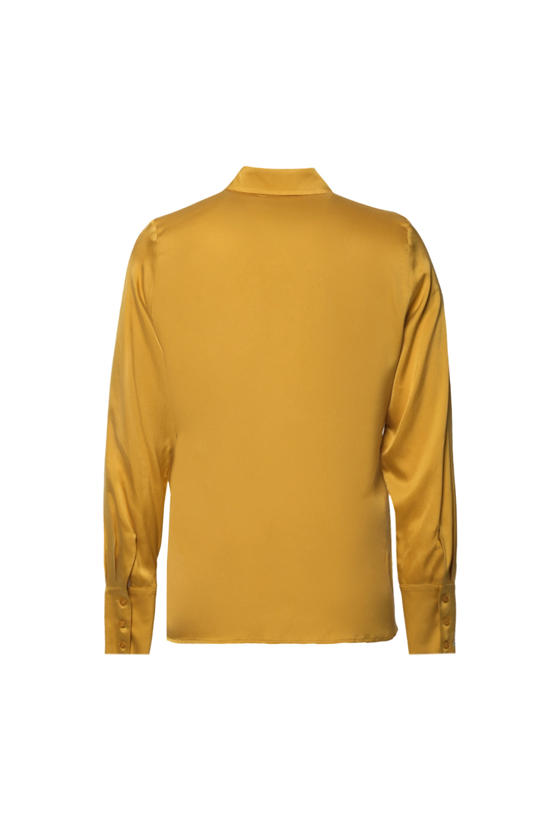 Hardal Saf İpek Audrey Uzun Kollu Gömlek