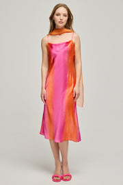 Renkli Nature İpek Desenli Elbise