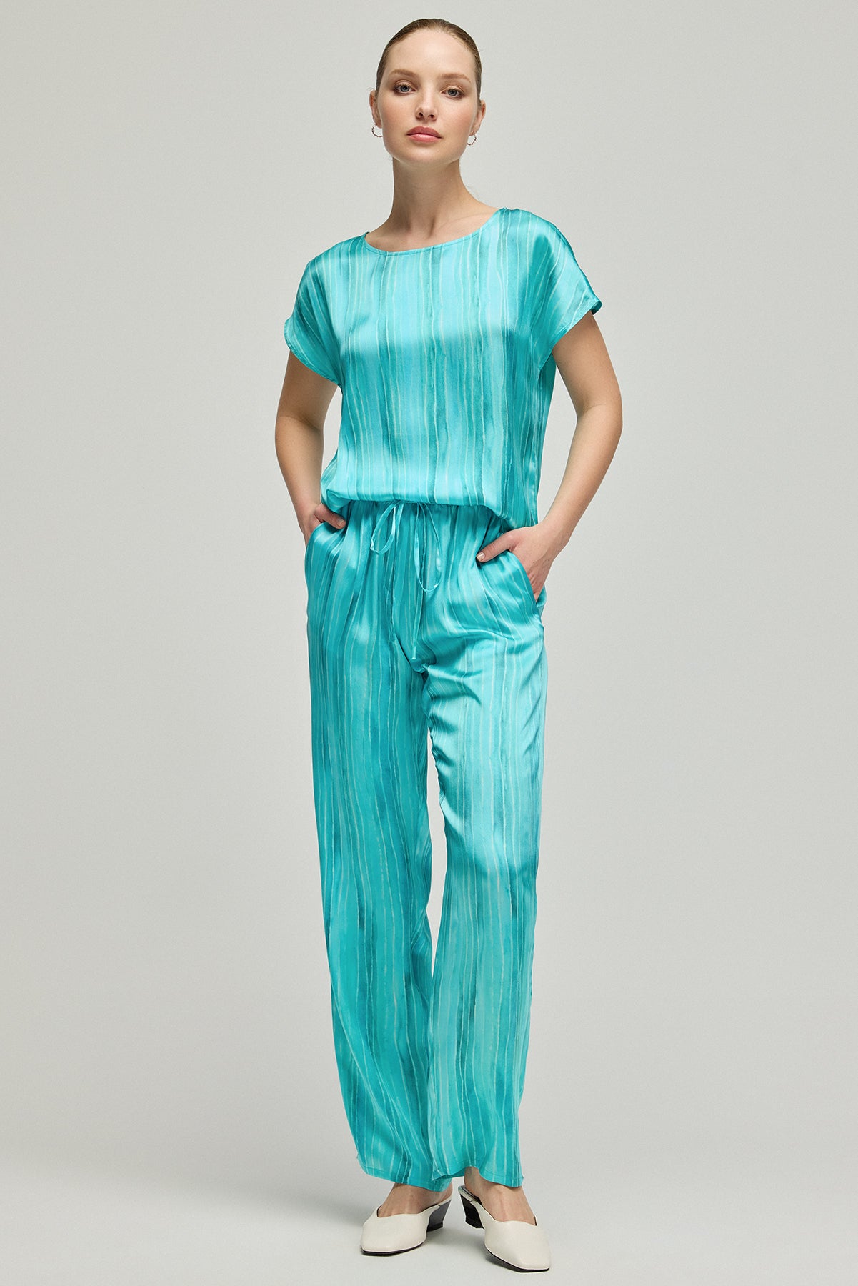 Aqua Nature İpek Desenli Pantolon