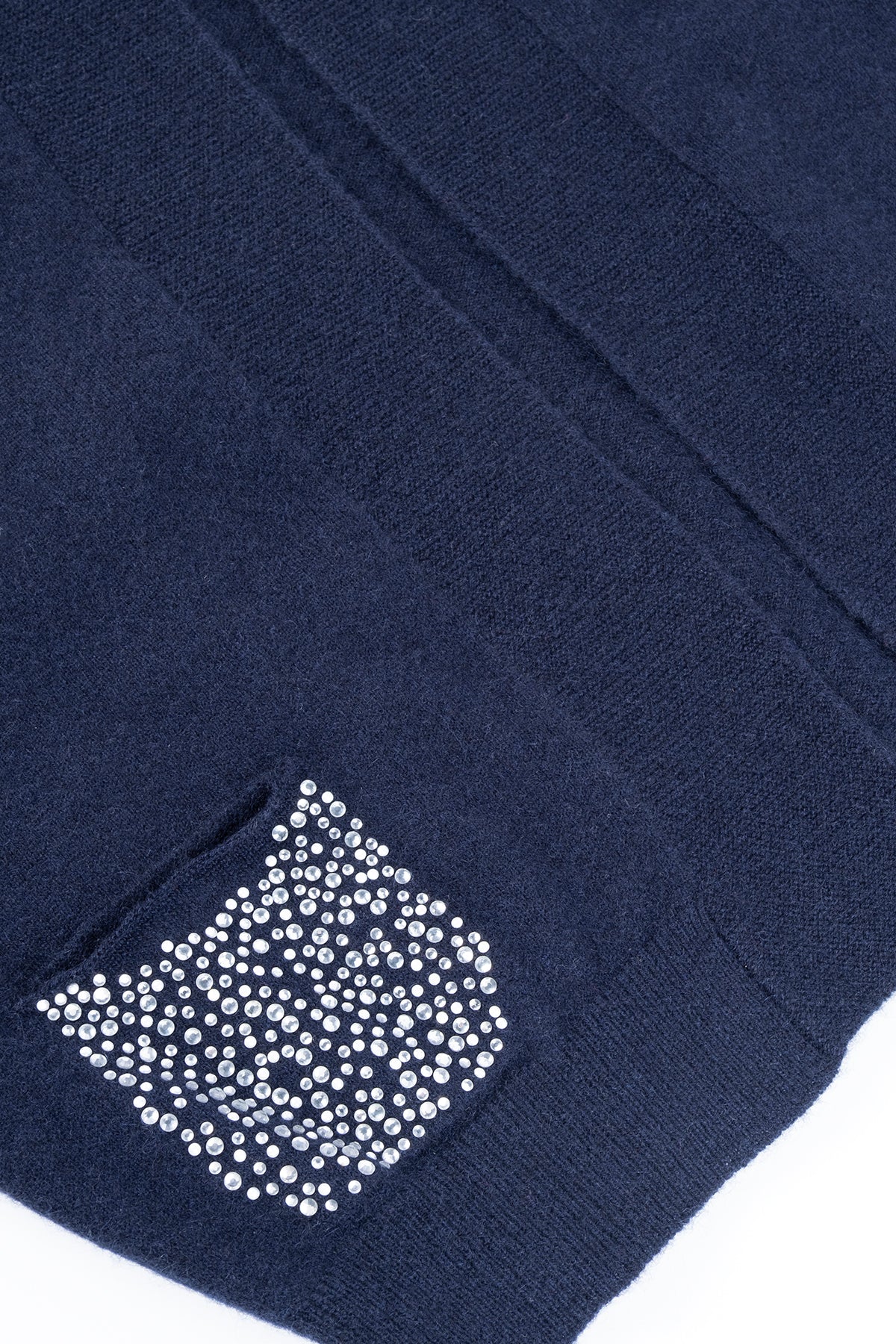 Lacivert Sky Kaşmir Taş Detaylı Hırka