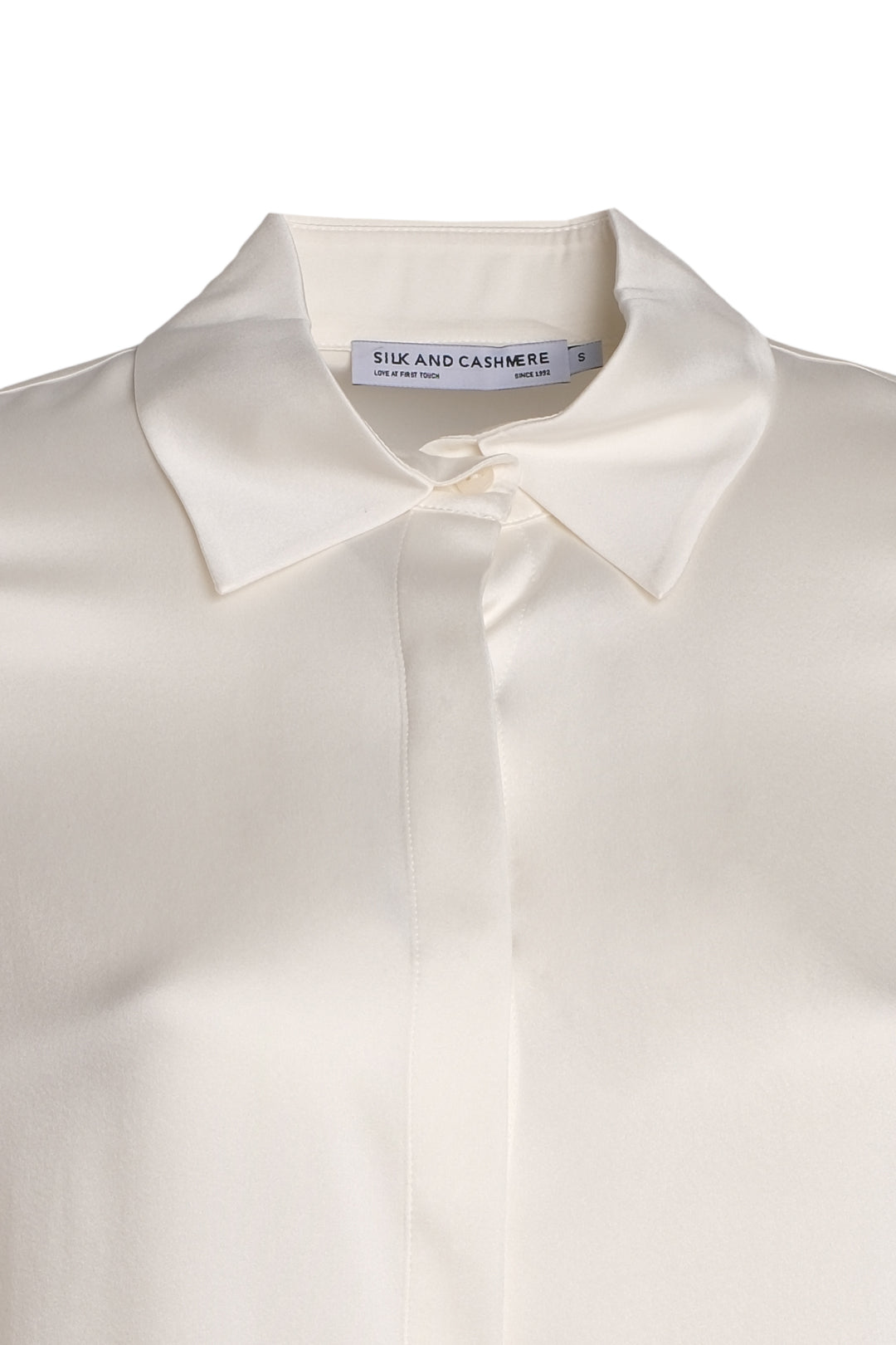 Beyaz Saf İpek Audrey Uzun Kollu Gömlek