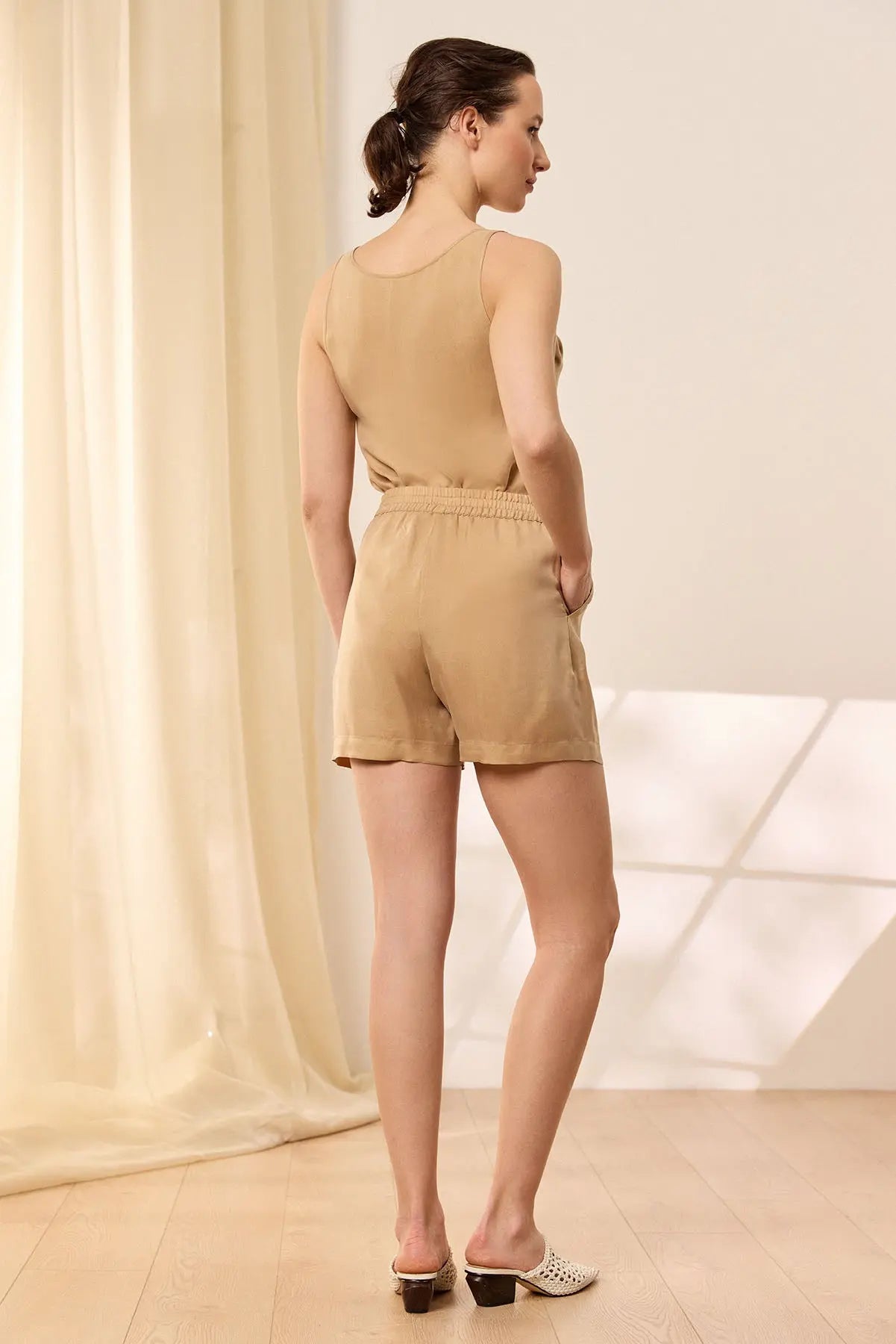 Bej Emma Rahat Kesim Kupro ort Silk and Cashmere