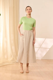 Bej Kate Keten Uzun Etek Woman