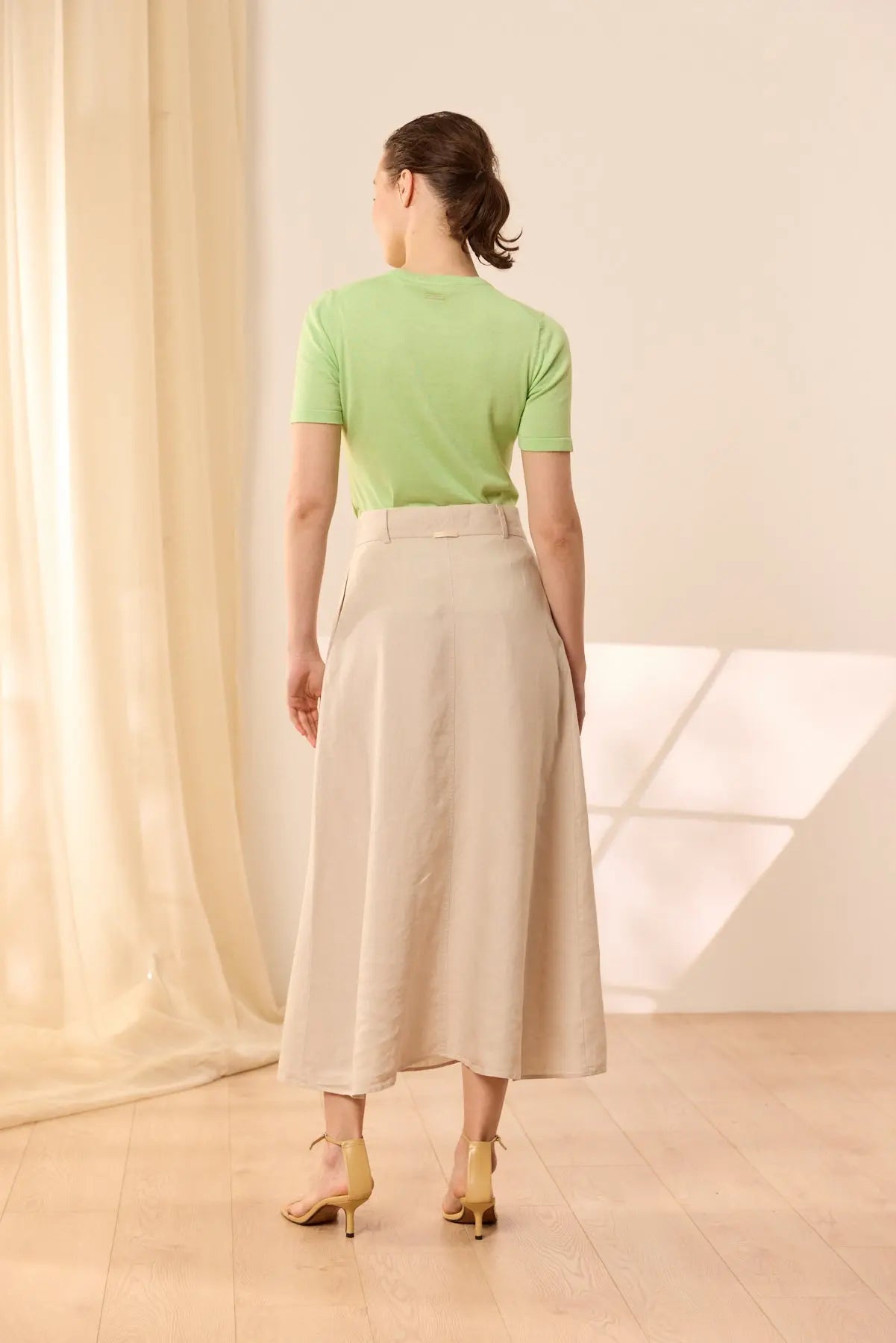 Bej Kate Keten Uzun Etek Woman