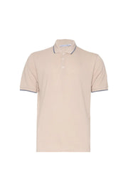 Bej Steve Erkek Çizgi Detaylı Kısa Kol Polo Tişört Silk and Cashmere