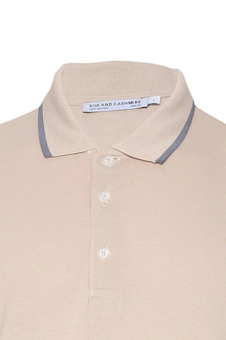 Bej Steve Erkek Çizgi Detaylı Kısa Kol Polo Tişört Silk and Cashmere