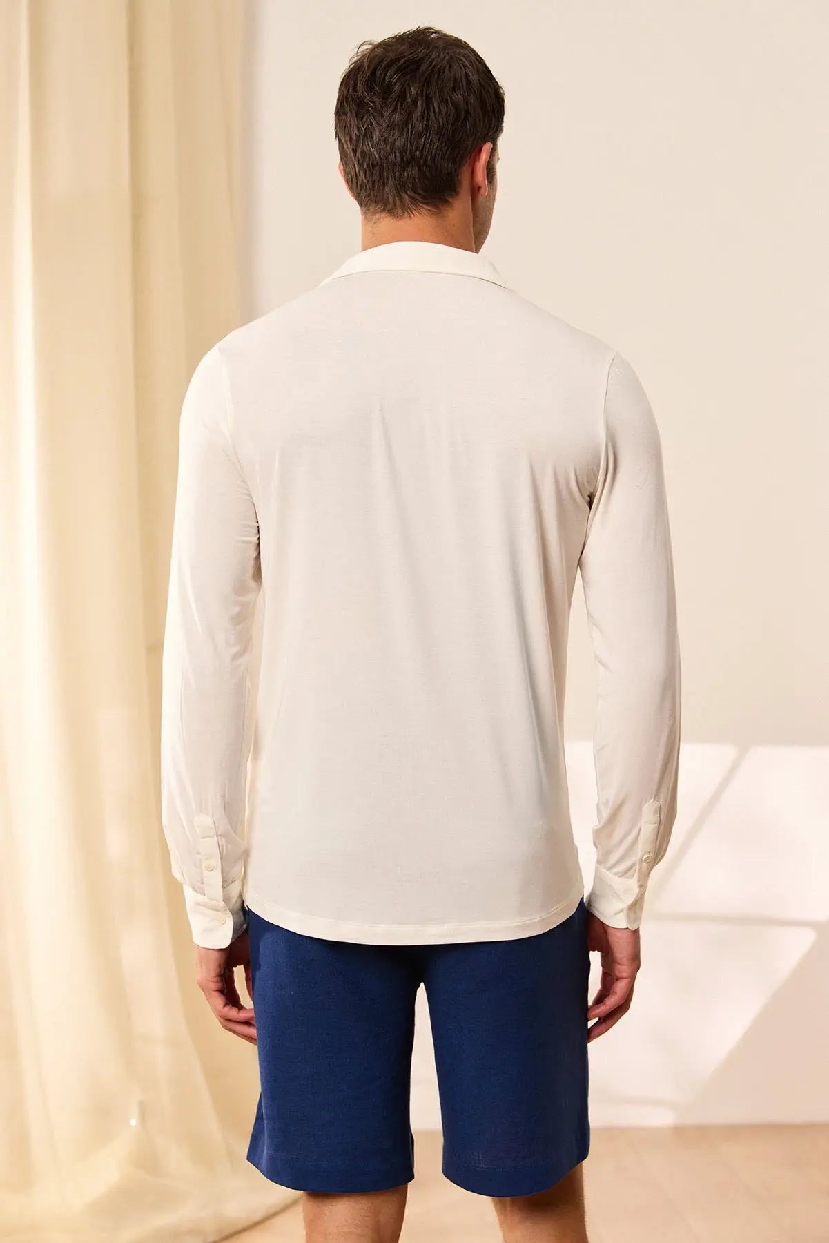 Beyaz Fersatile & More Doal Modal Uzun Kollu Erkek Gömlek Silk and Cashmere