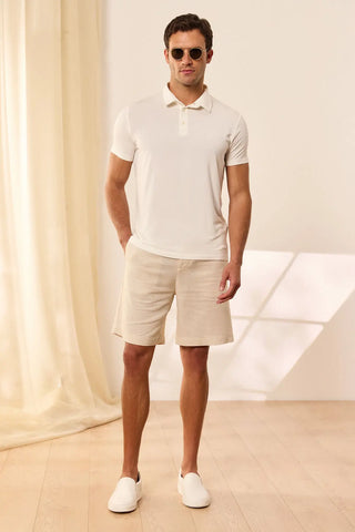 Beyaz Fersatile & More Doğal Modal Polo Yakalı Kısa Kollu Erkek Tişört Silk and Cashmere