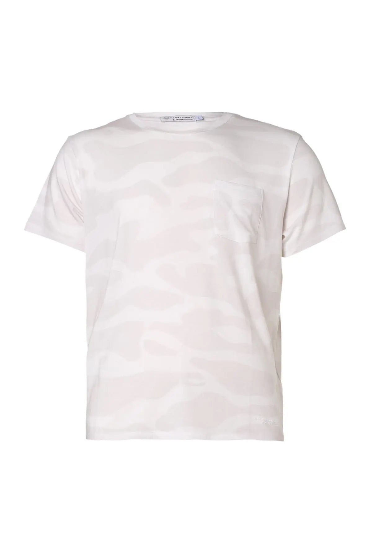 Beyaz Gri Fersatile Kamuflaj Desenli & More Doğal Modal Kısa Kollu Yuvarlak Yaka Erkek Cepli Tişört Silk and Cashmere