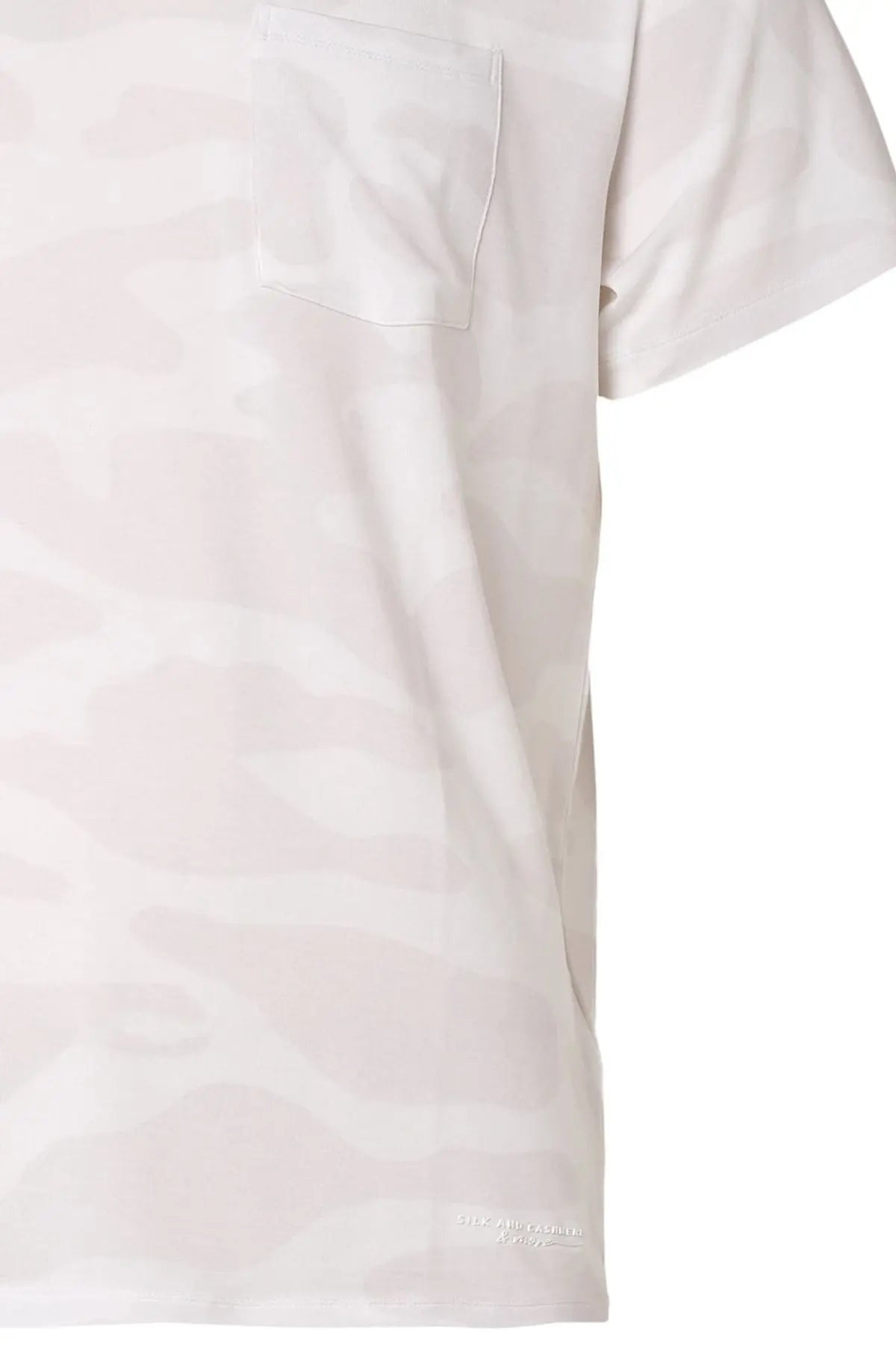 Beyaz Gri Fersatile Kamuflaj Desenli & More Doğal Modal Kısa Kollu Yuvarlak Yaka Erkek Cepli Tişört Silk and Cashmere