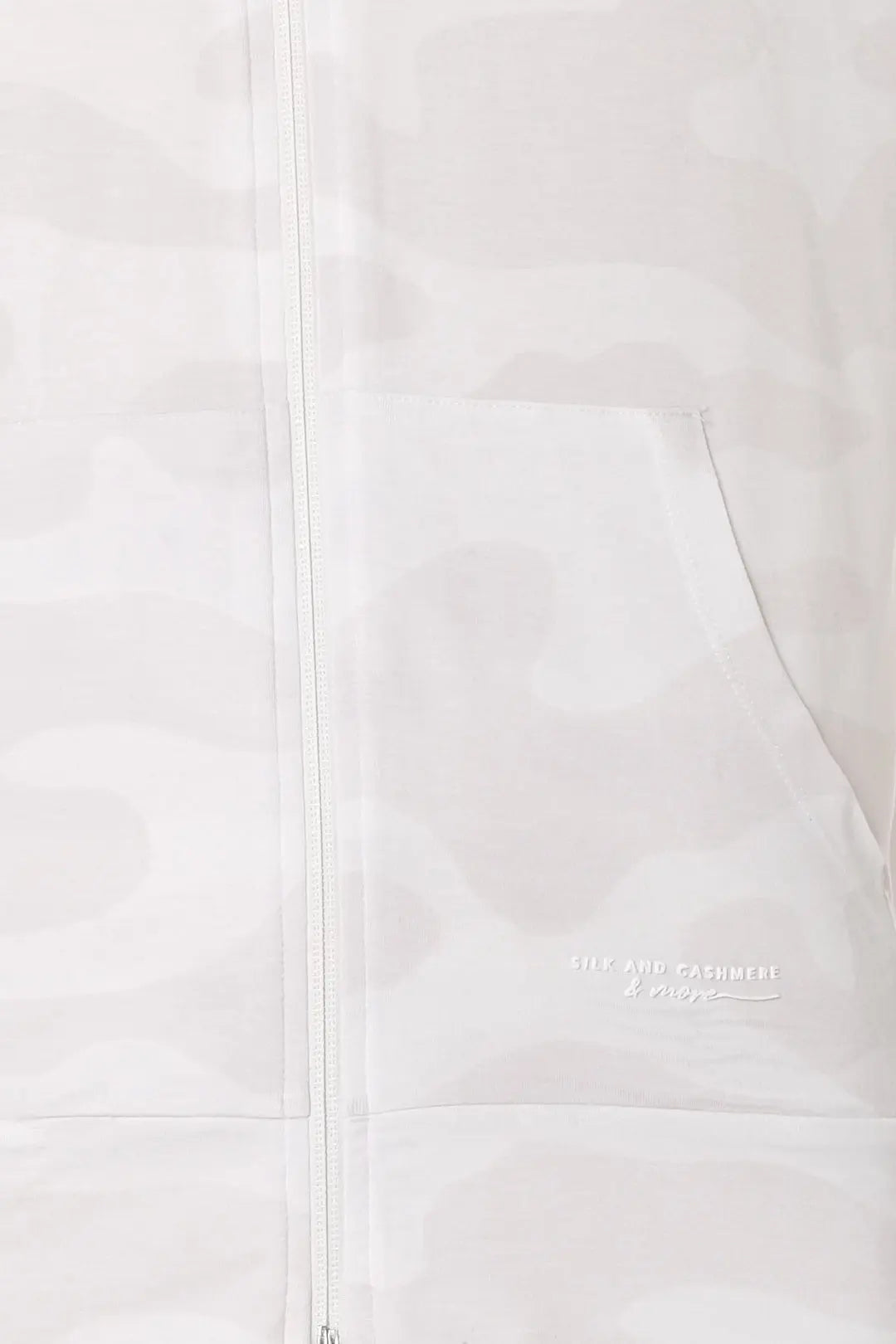 Beyaz Gri Fersatile & More Doğal Modal Erkek Kapüşonlu Silk and Cashmere