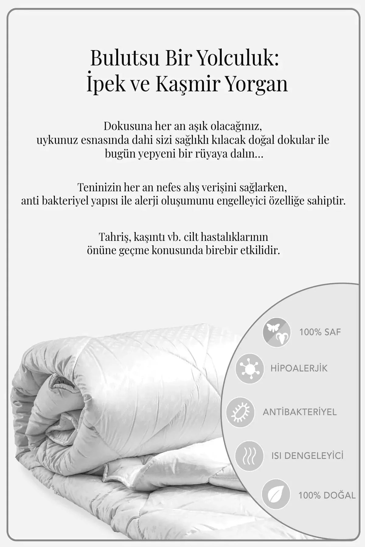 Beyaz İpek King Yorgan 215x235 cm