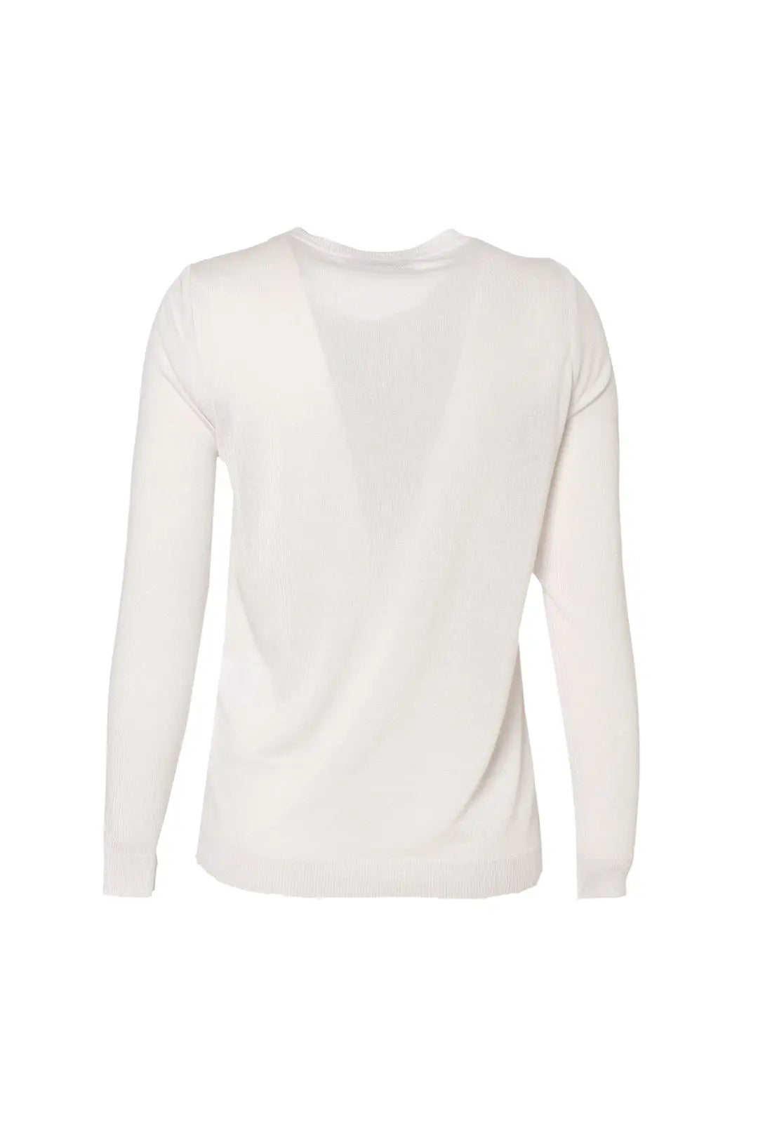 Beyaz İpek Karışımlı Goya Yuvarlak Yaka Uzun Kollu Desenli Hırka Silk and Cashmere