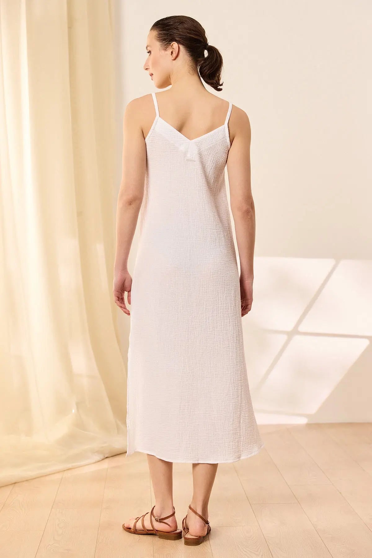 Beyaz Pamuk Cassandra Askılı Kadın Elbise Silk and Cashmere