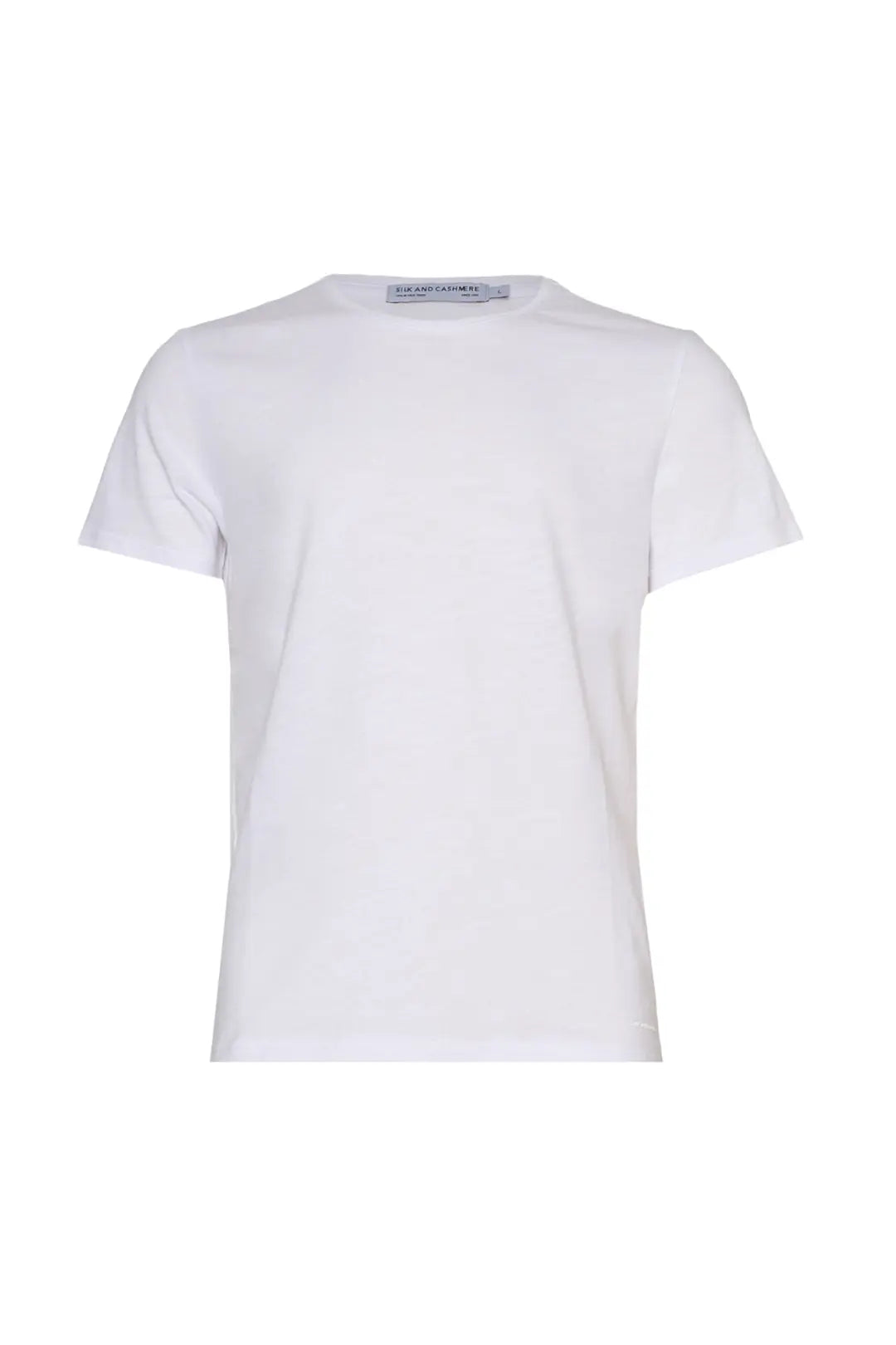 Beyaz Saf Pamuk Marc Yuvarlak Yaka Erkek Basic Tiört Silk and Cashmere