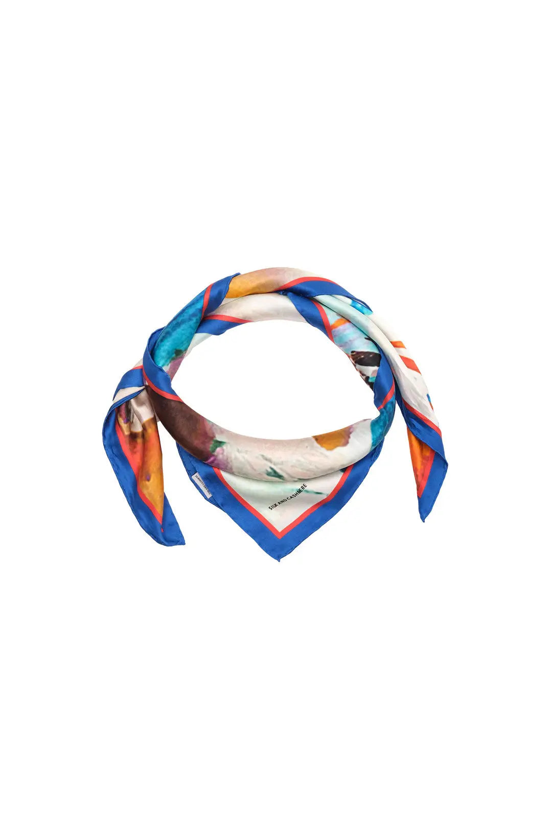 Beyaz Saf ipek Fırça Darbe Desenli Kadın Kare Eşarp 90x90 cm Woman