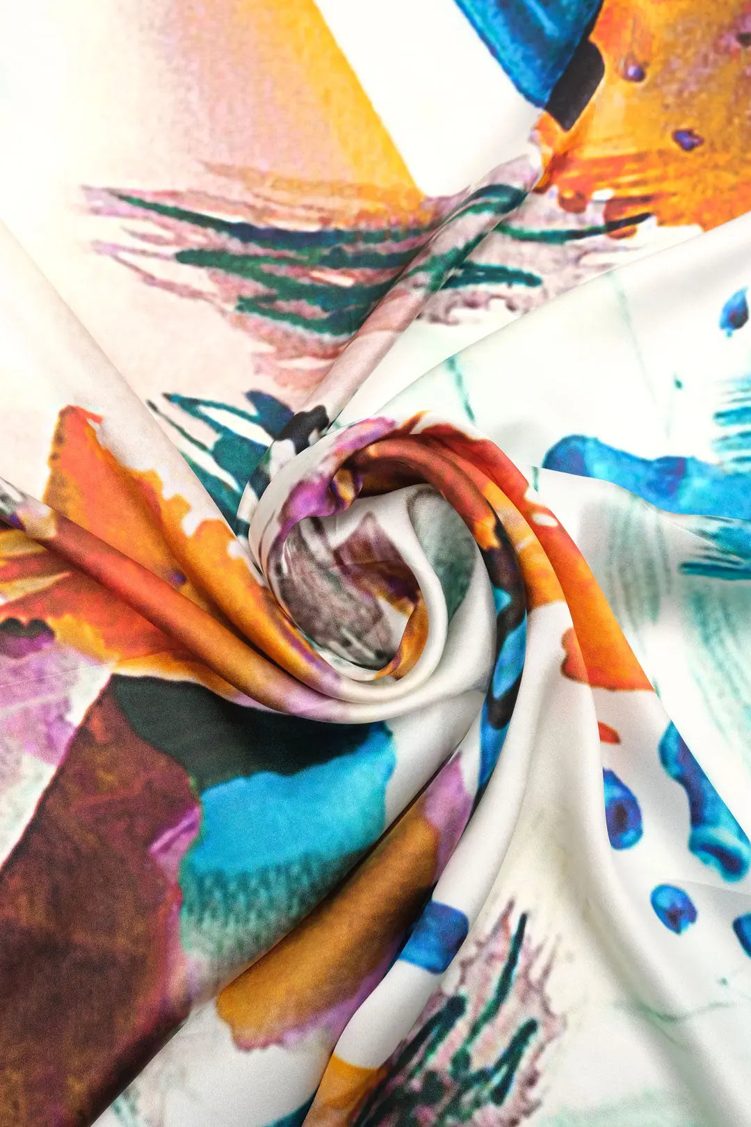 Beyaz Saf ipek Fırça Darbe Desenli Kadın Kare Eşarp 90x90 cm Woman