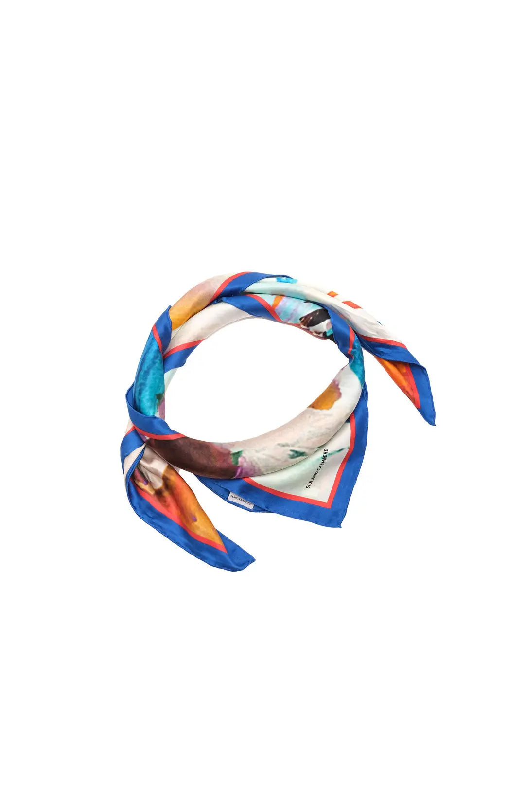 Beyaz Saf ipek Fırça Darbe Desenli Kadın Kare Eşarp 90x90 cm Woman