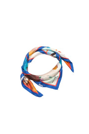 Beyaz Saf ipek Fırça Darbe Desenli Kadın Kare Eşarp 90x90 cm Woman